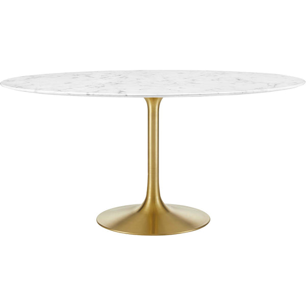 Lipton Round Faux Marble Dining Table White/Gold