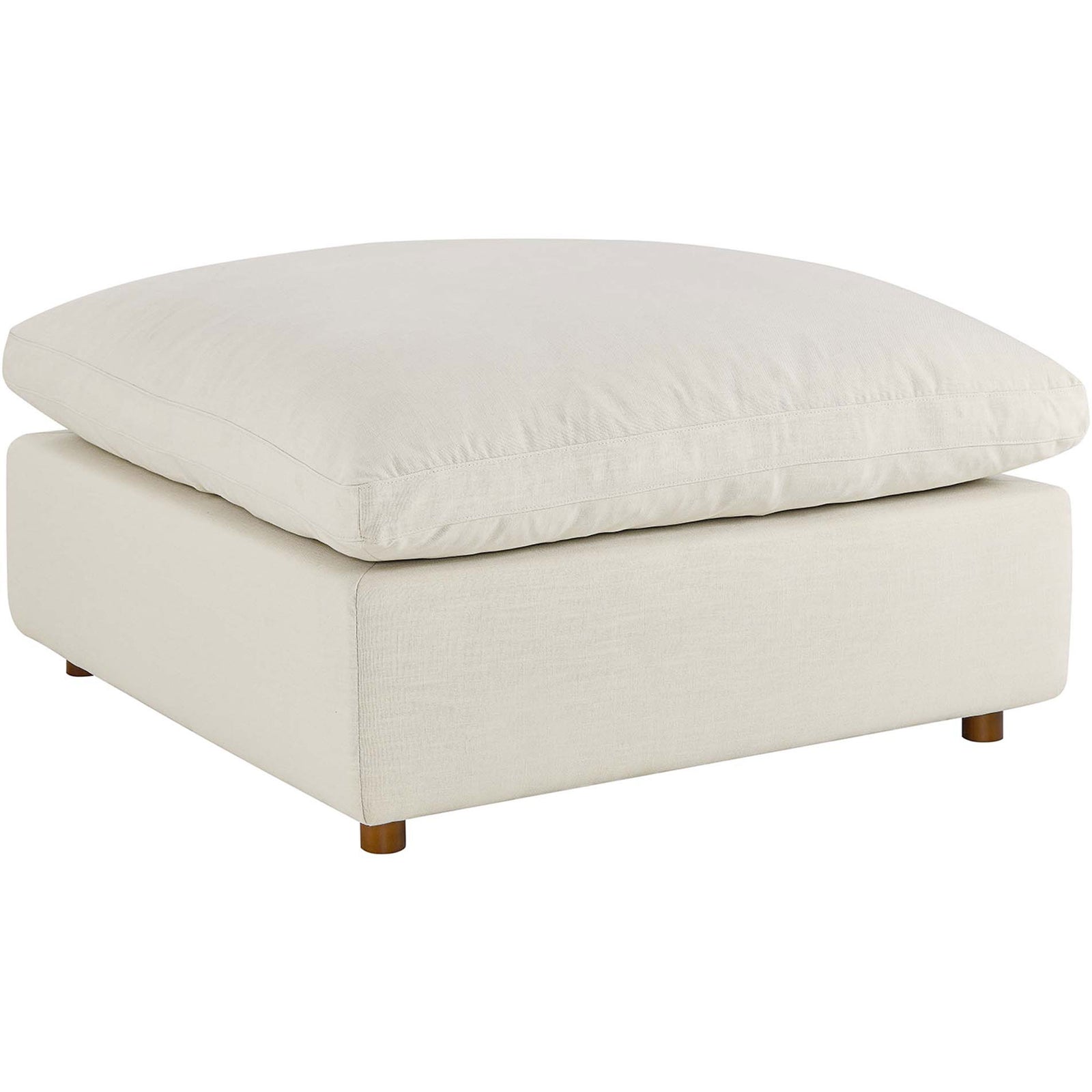 Light beige modular ottoman showcasing a generous down-filled cushion and clean, tailored upholstery. || EEI-3318-LBG || front_angle_studio