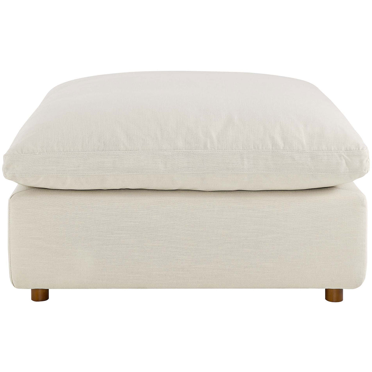 Low-profile light beige ottoman with a deep cushioned top for laid-back lounging in any living space. || EEI-3318-LBG || front_studio