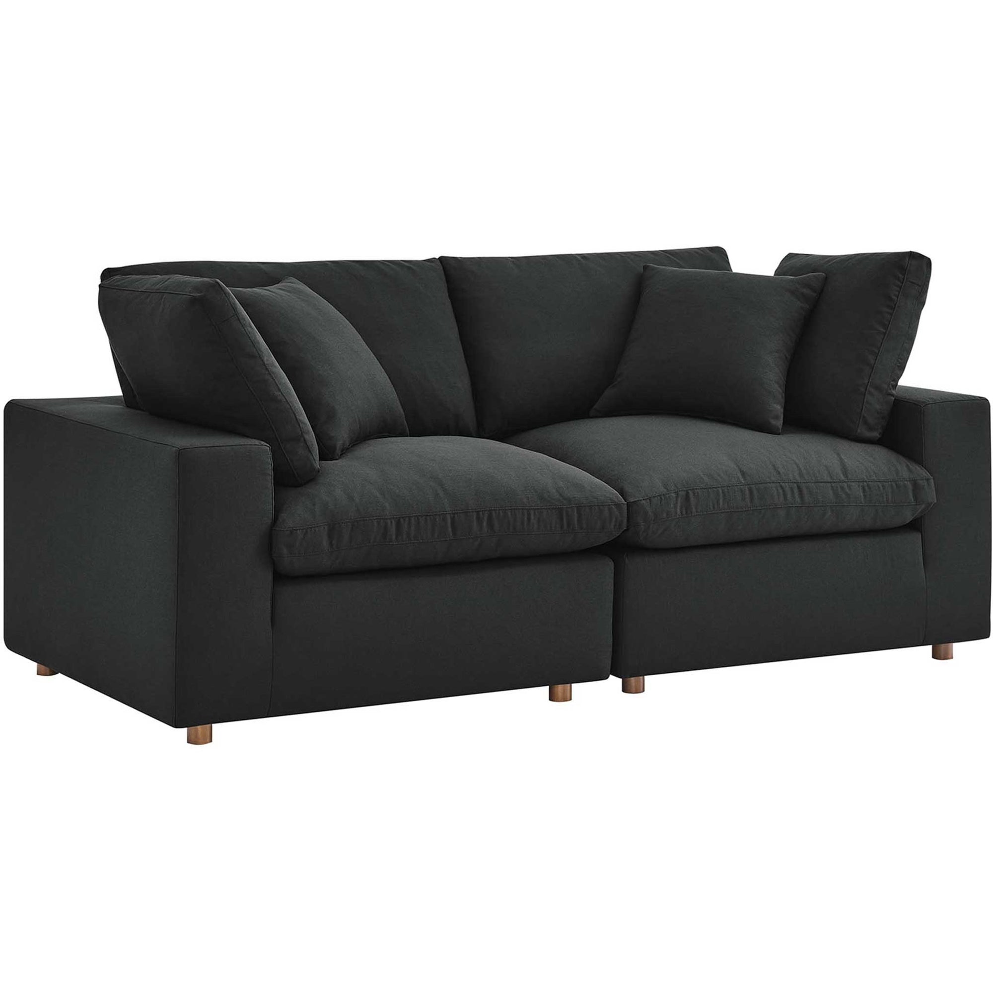 Carmen Down Filled Overstuffed Loveseat Black