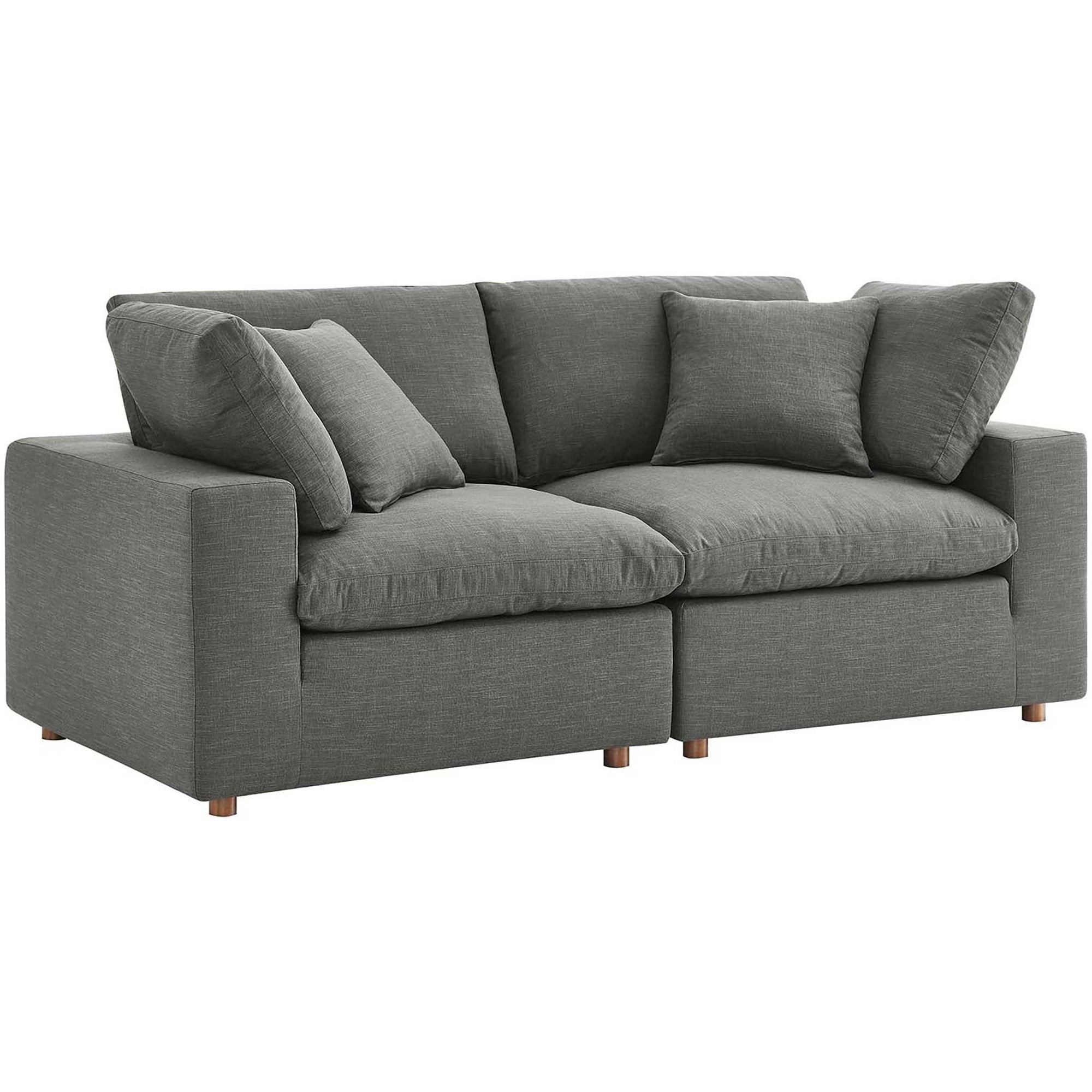 Carmen Down Filled Overstuffed Loveseat Gray