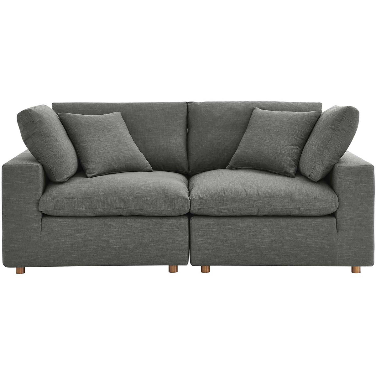 Carmen Down Filled Overstuffed Loveseat Gray