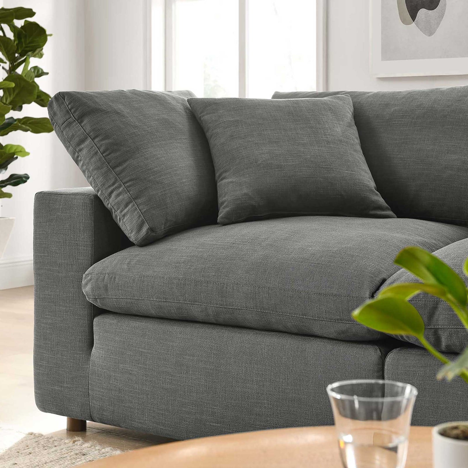 Carmen Down Filled Overstuffed Loveseat Gray