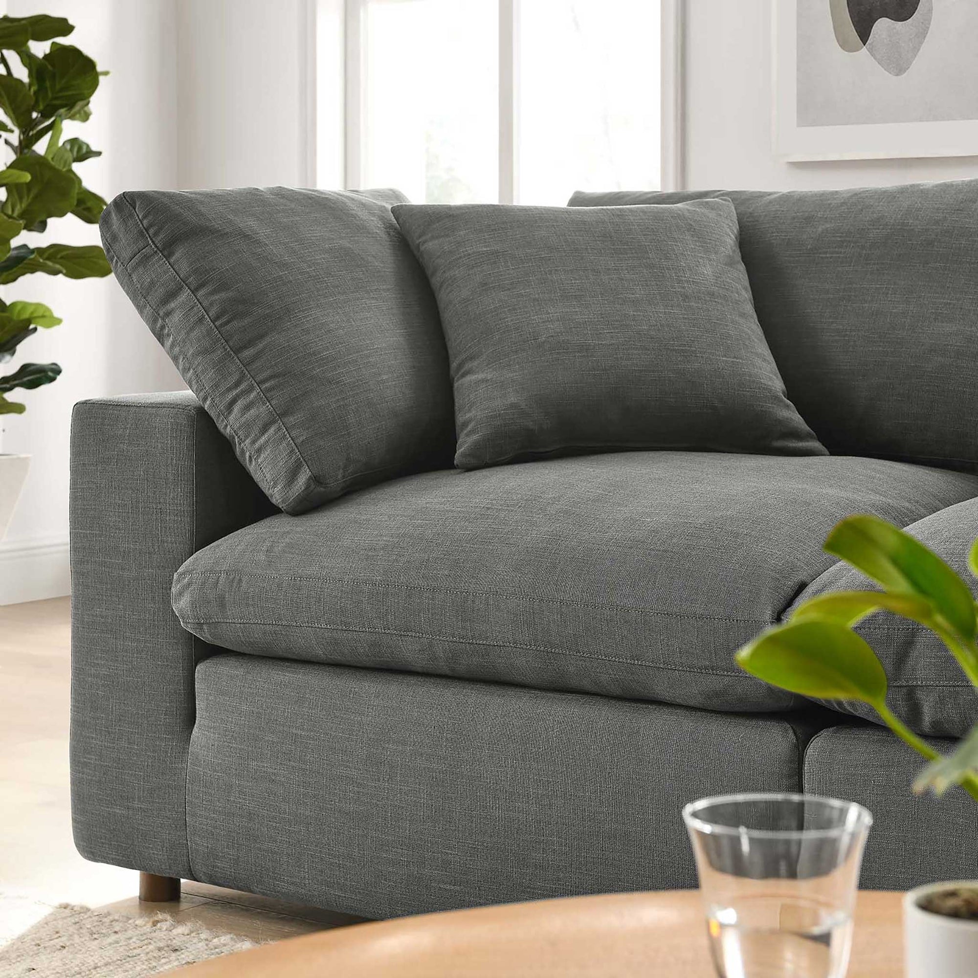 Carmen Down Filled Overstuffed Loveseat Gray