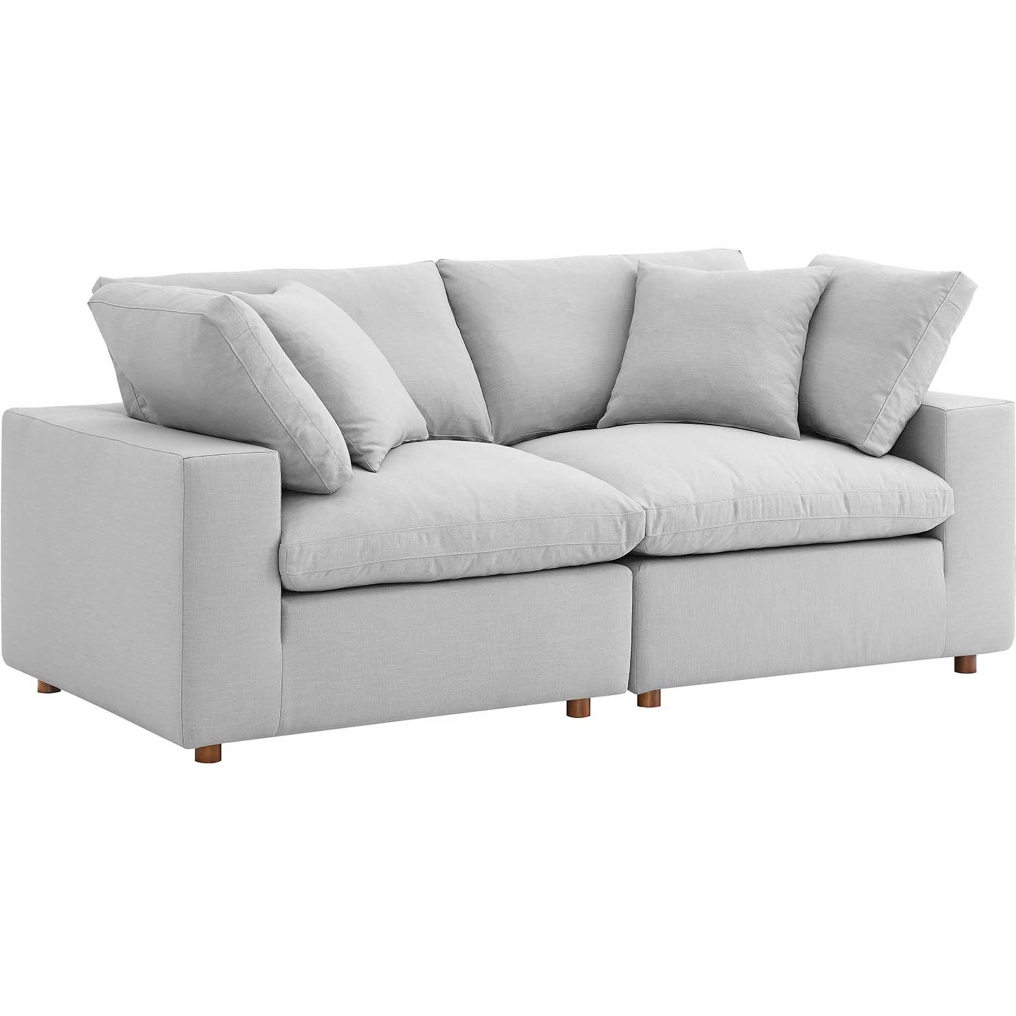 Carmen Down Filled Overstuffed Loveseat Light Gray