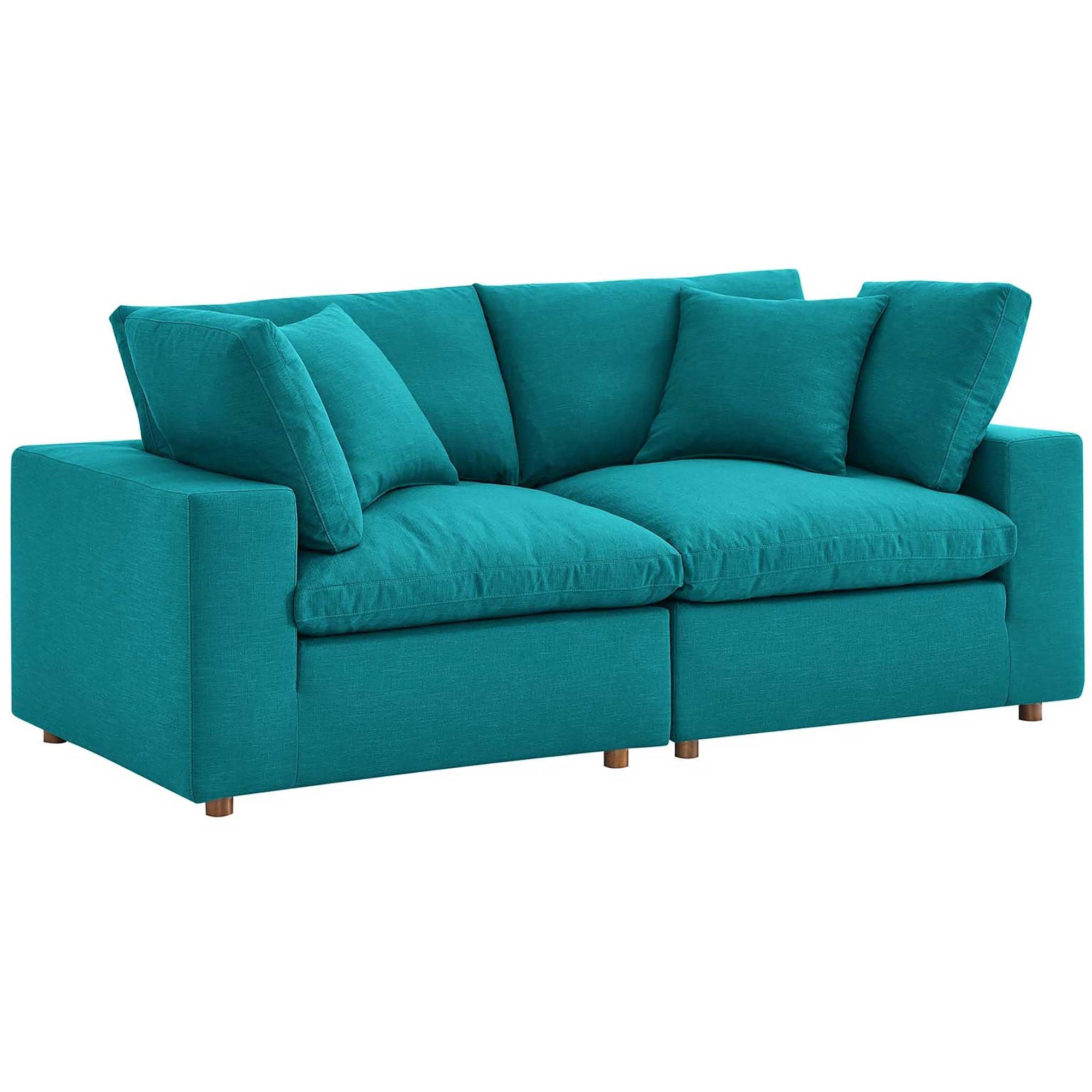 Carmen Down Filled Overstuffed Loveseat Teal