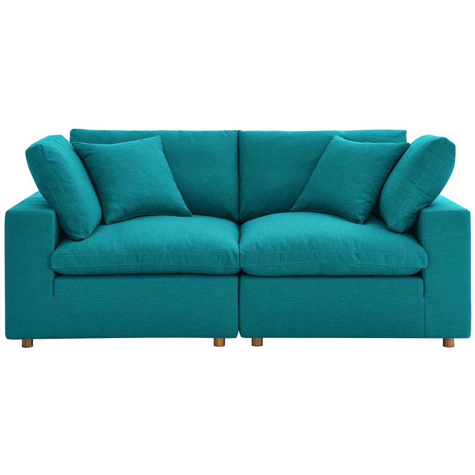 Carmen Down Filled Overstuffed Loveseat Teal