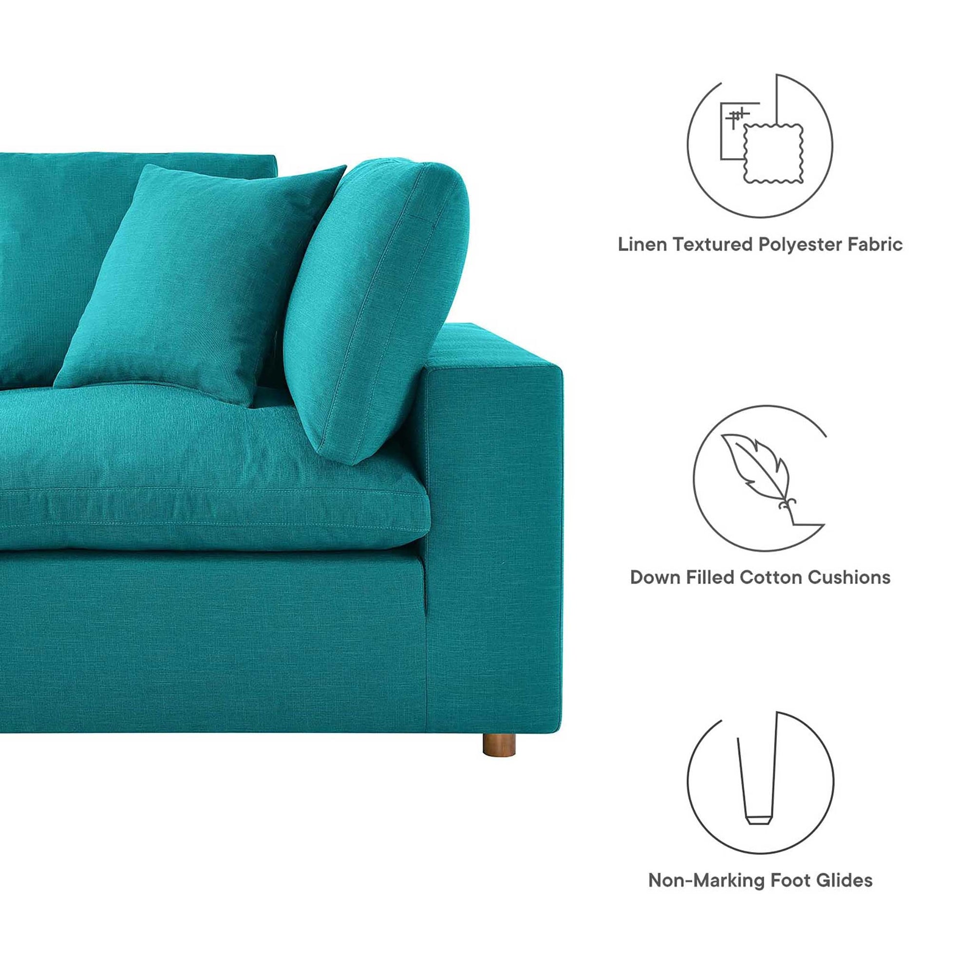 Carmen Down Filled Overstuffed Loveseat Teal