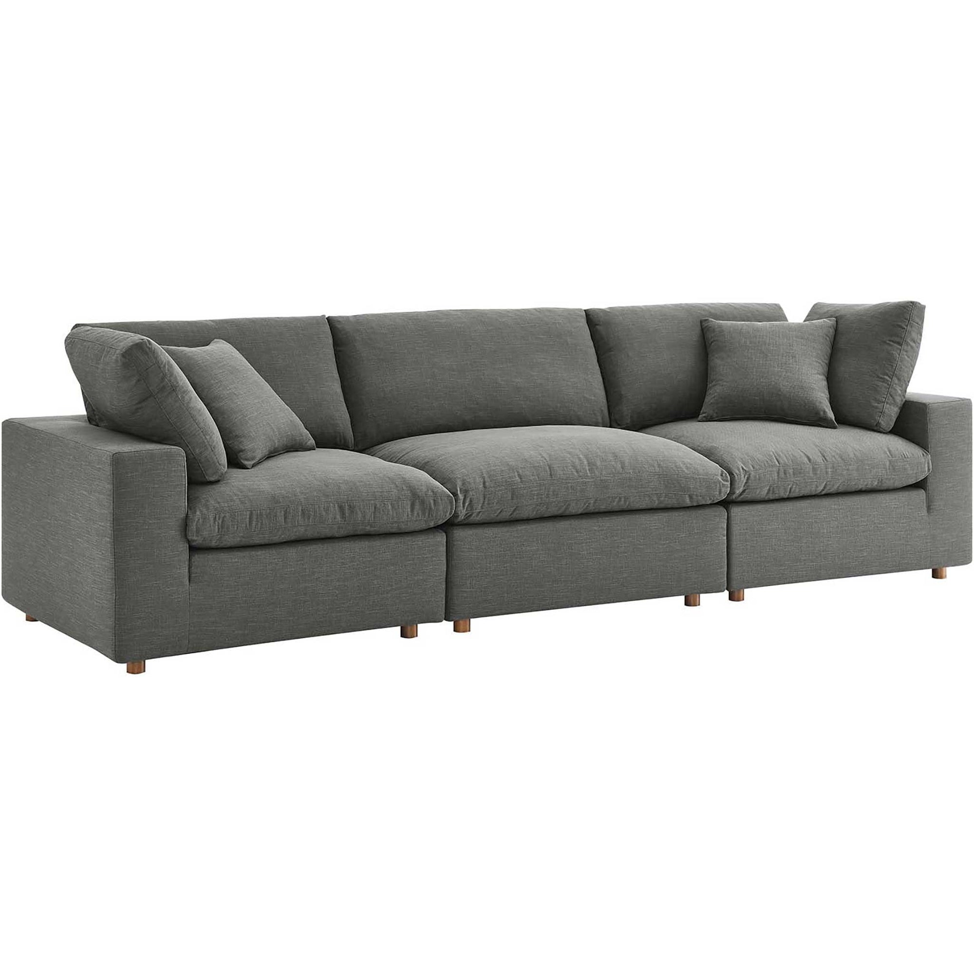 Carmen Down Filled Overstuffed Sofa Gray