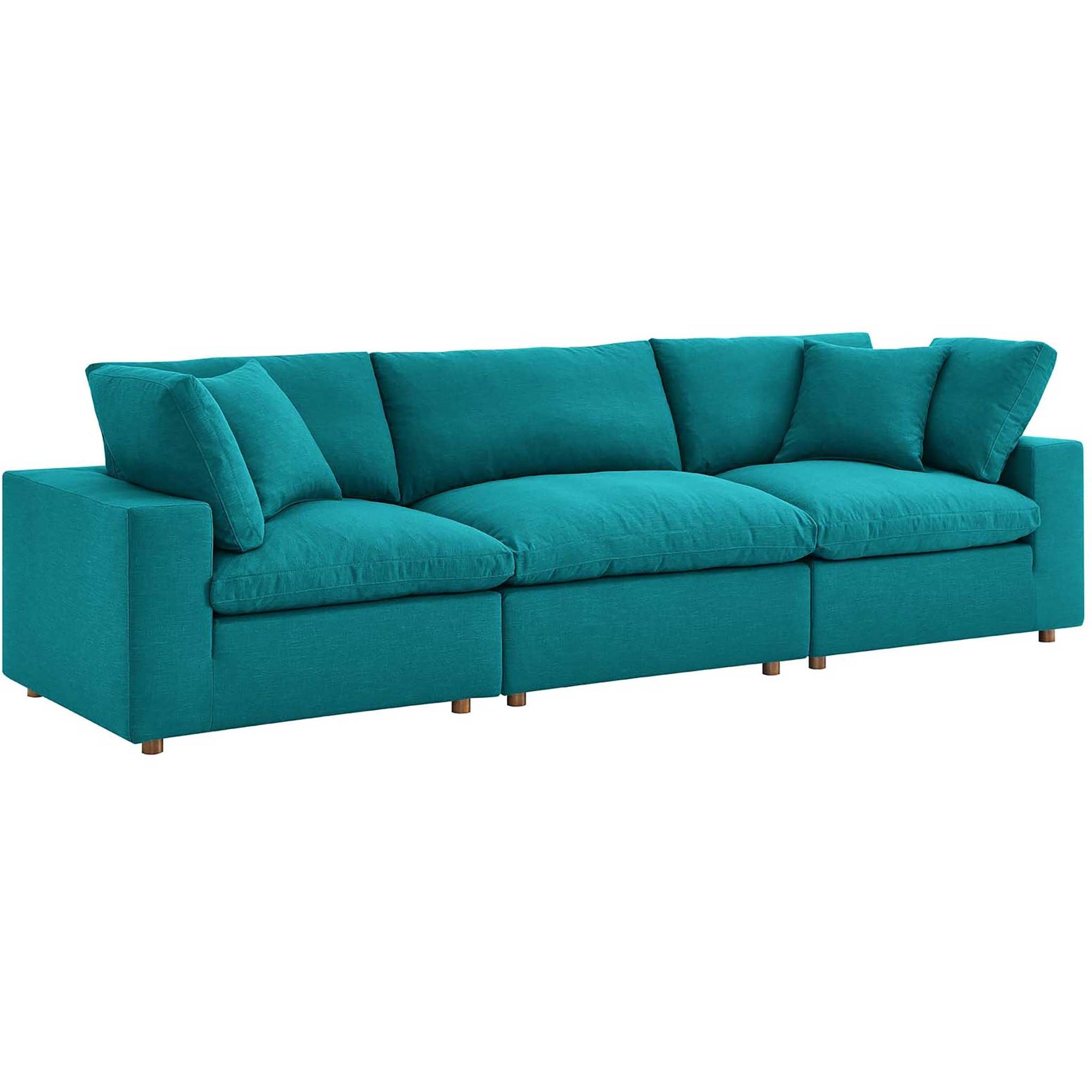 Carmen Down Filled Overstuffed Sofa Teal