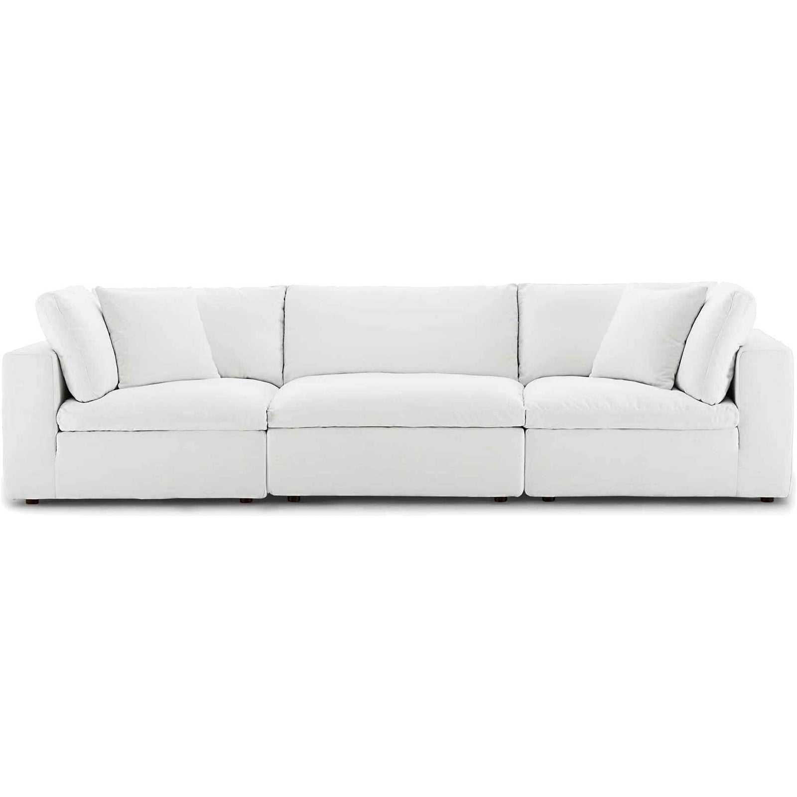 Comino 3-Piece Down-Filled Fabric Sofa White