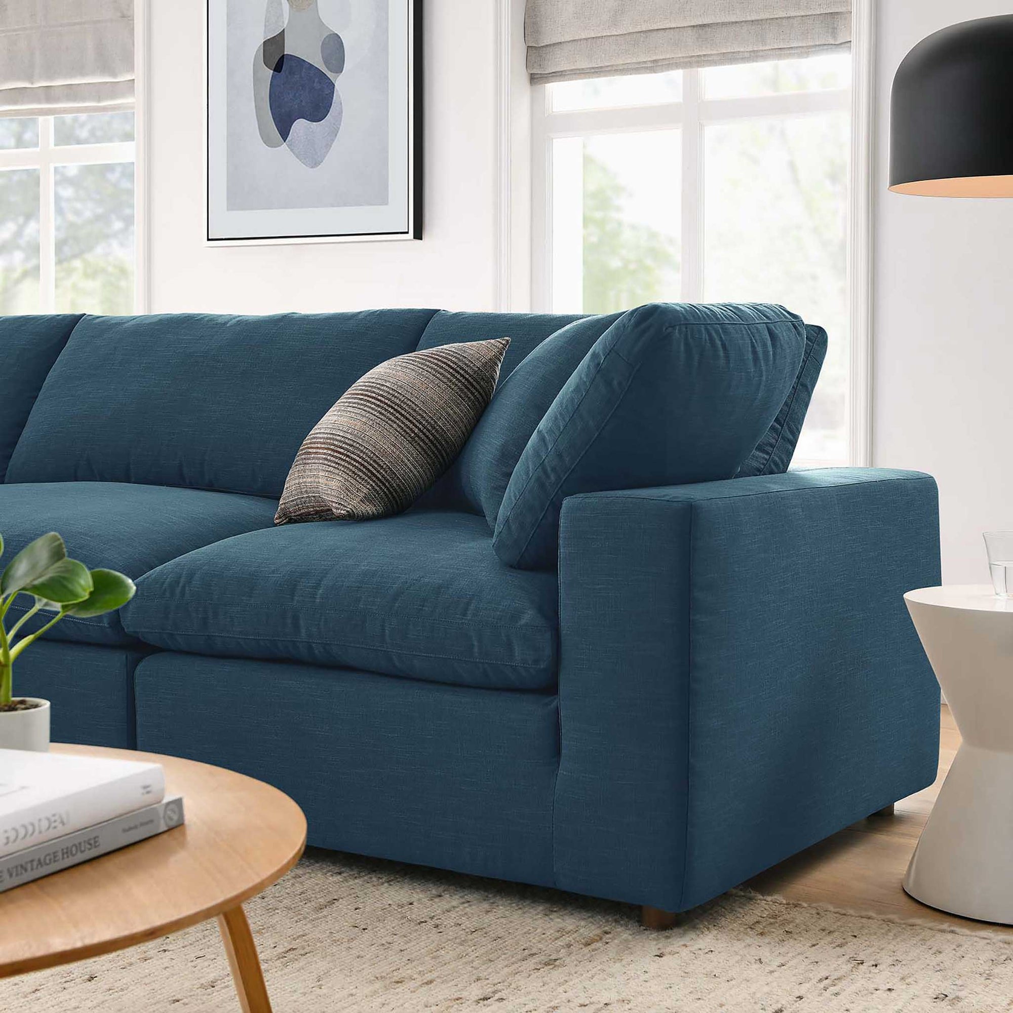 Carmen 4 Piece Modular Sofa with Ottoman Azure