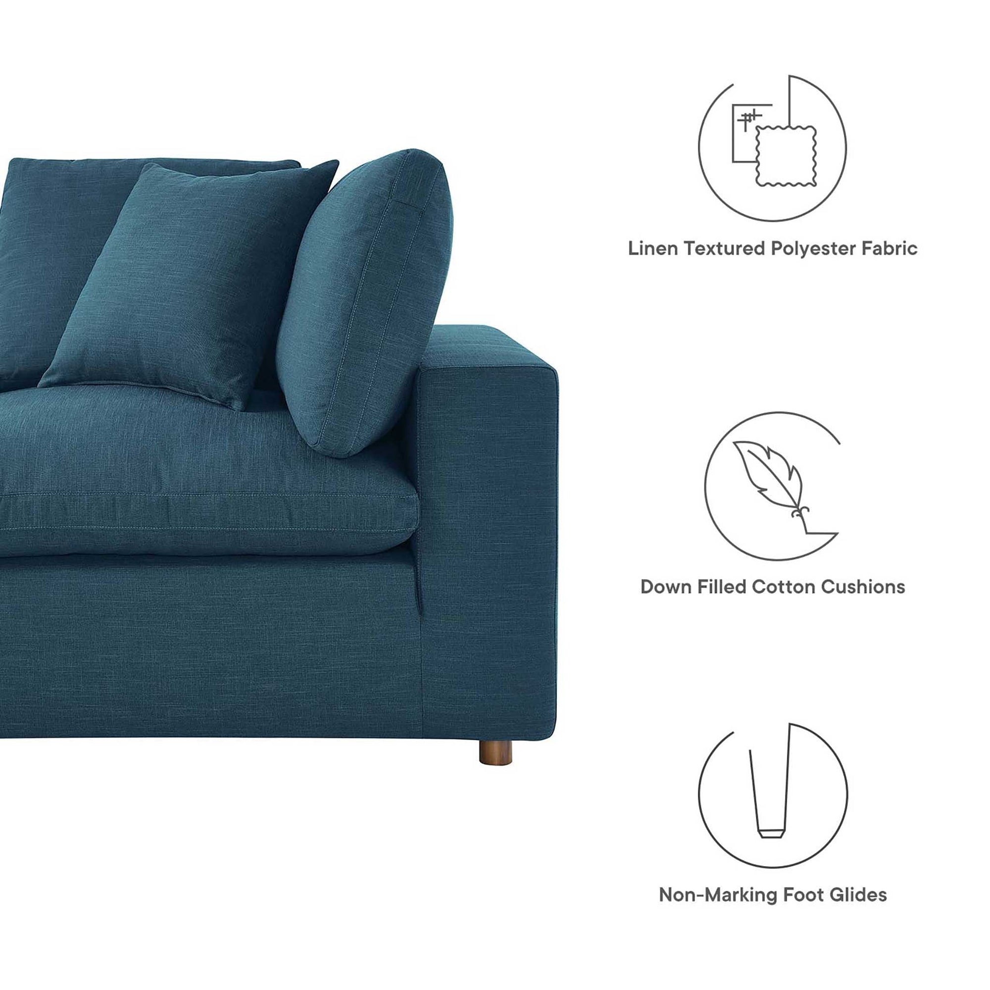 Carmen 4 Piece Modular Sofa with Ottoman Azure