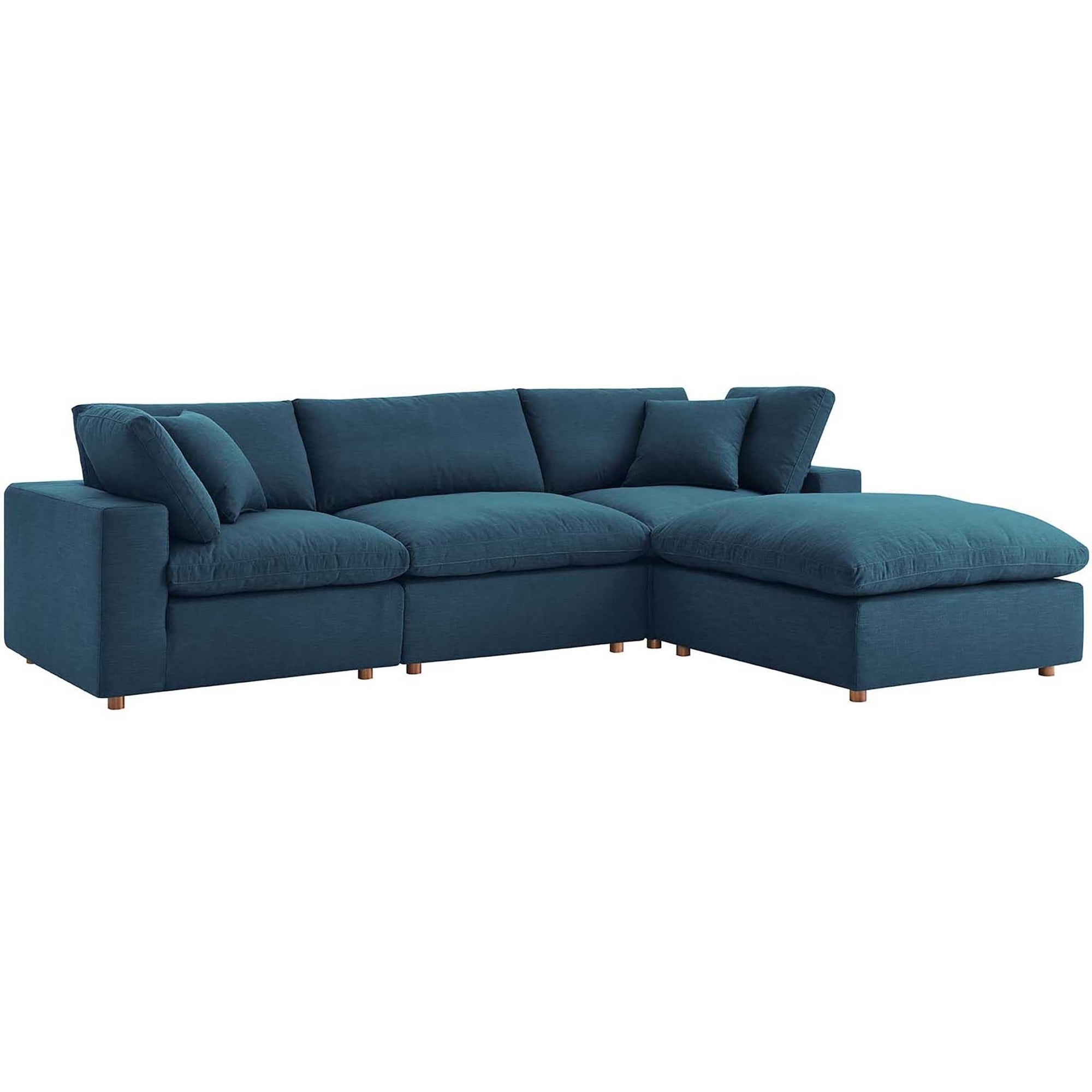 Carmen 4 Piece Modular Sofa with Ottoman Azure