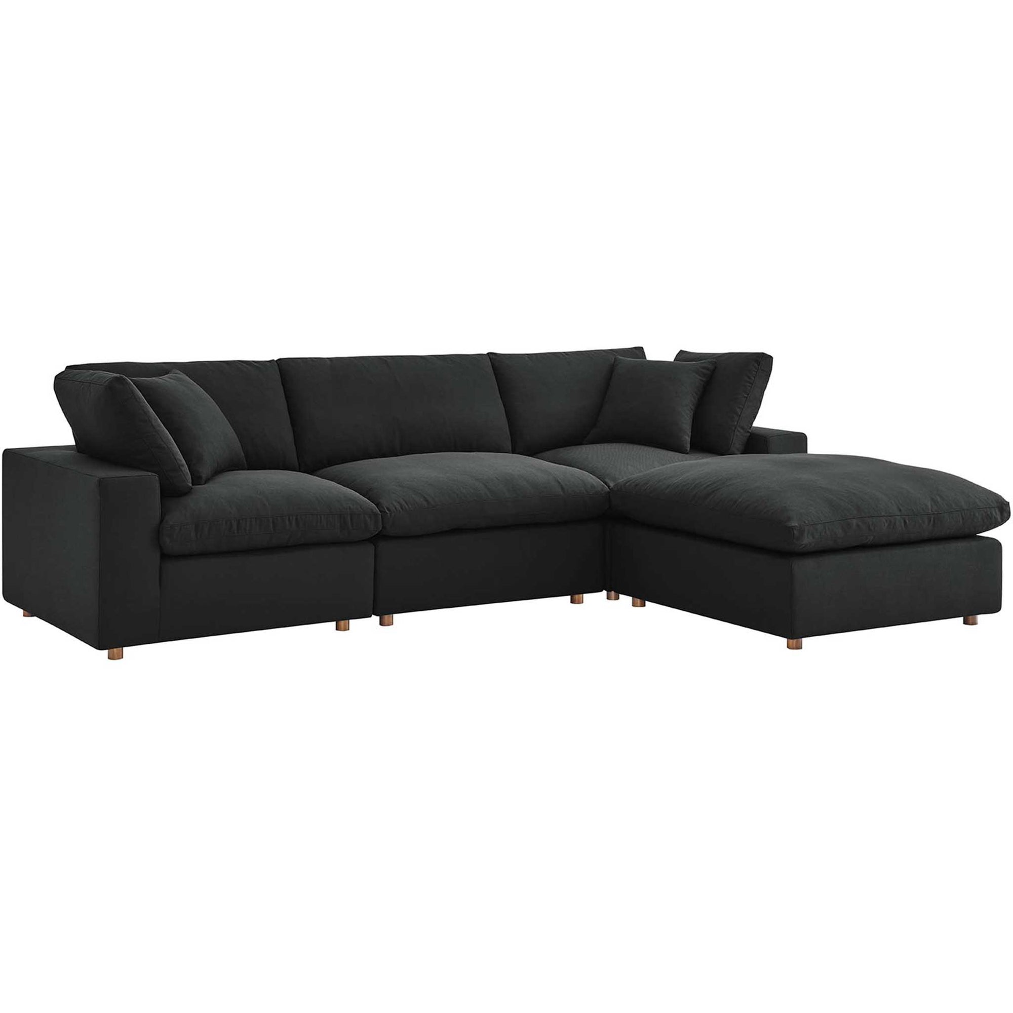 Carmen 4 Piece Modular Sofa with Ottoman Black