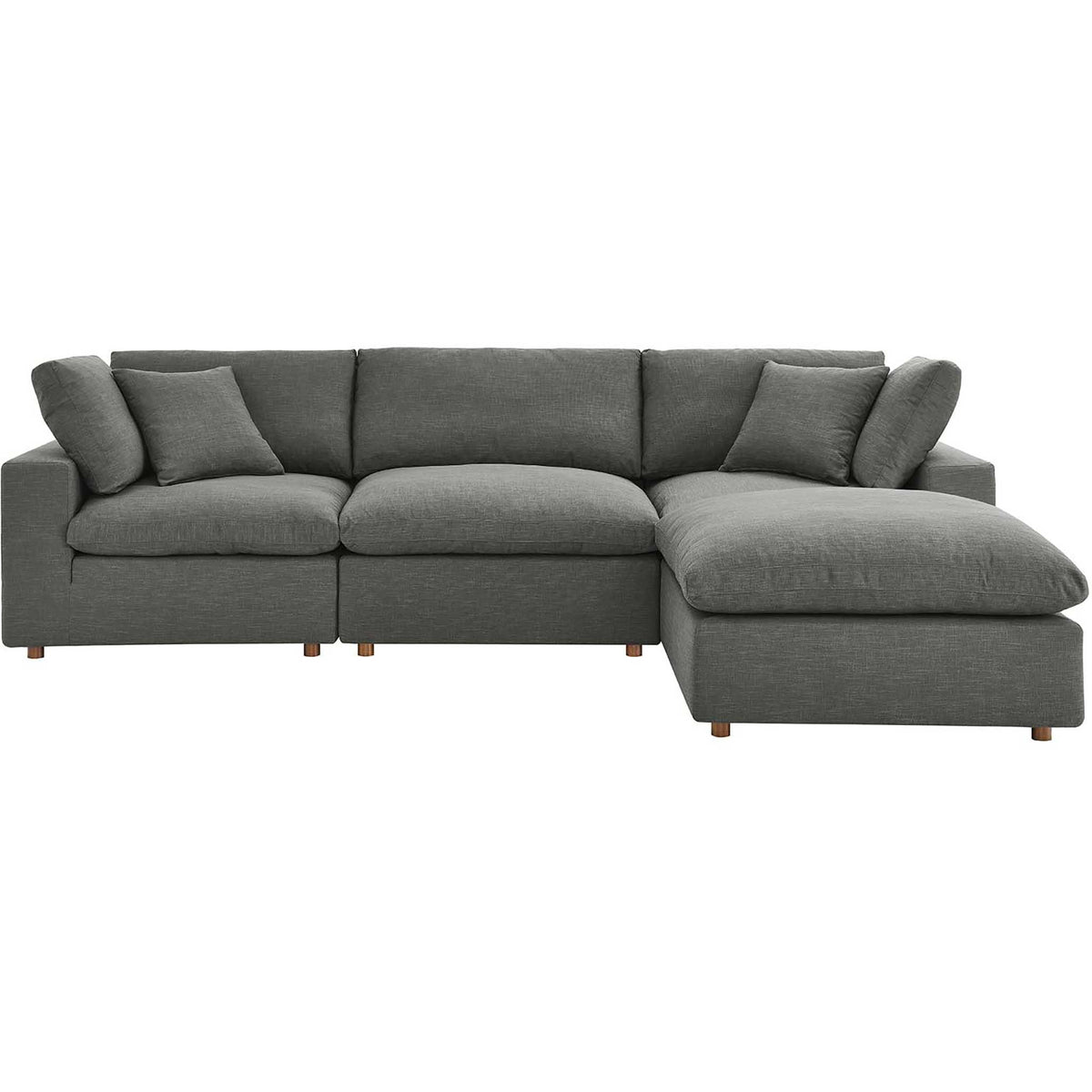 Carmen 4 Piece Modular Sofa with Ottoman Gray