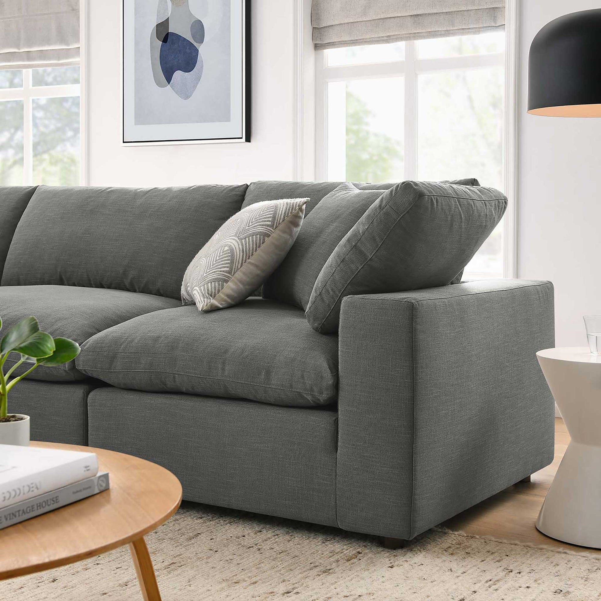 Carmen 4 Piece Modular Sofa with Ottoman Gray