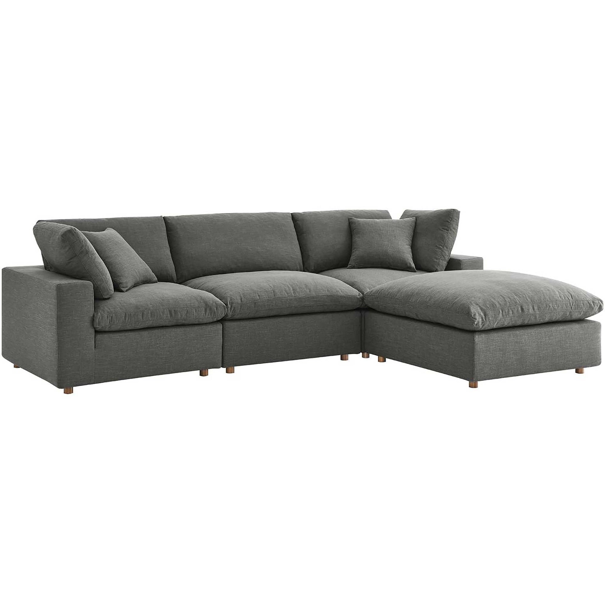 Carmen 4 Piece Modular Sofa with Ottoman Gray