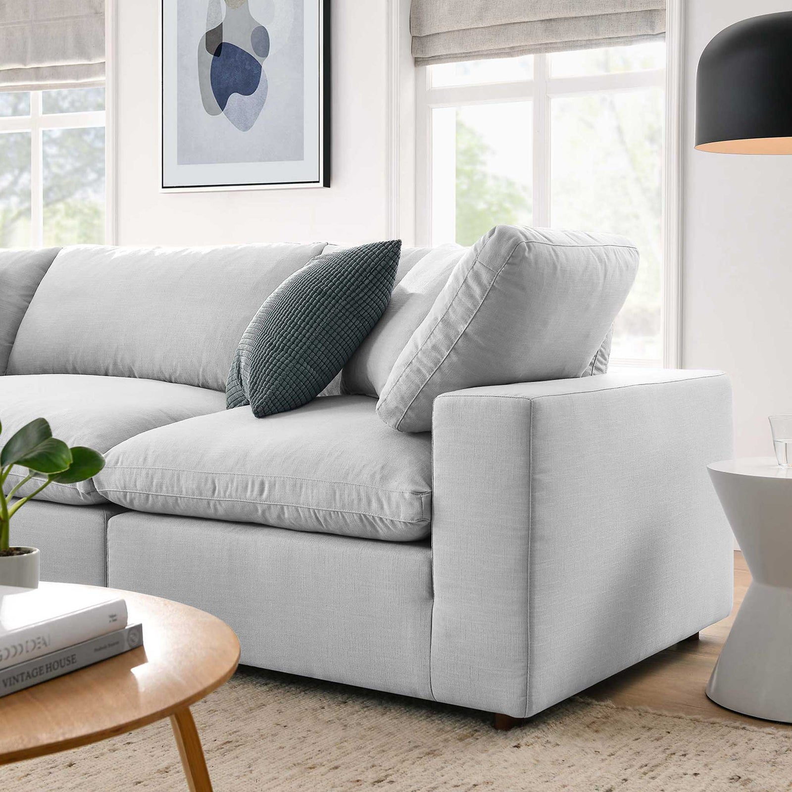 Carmen 4 Piece Modular Sofa with Ottoman Light Gray