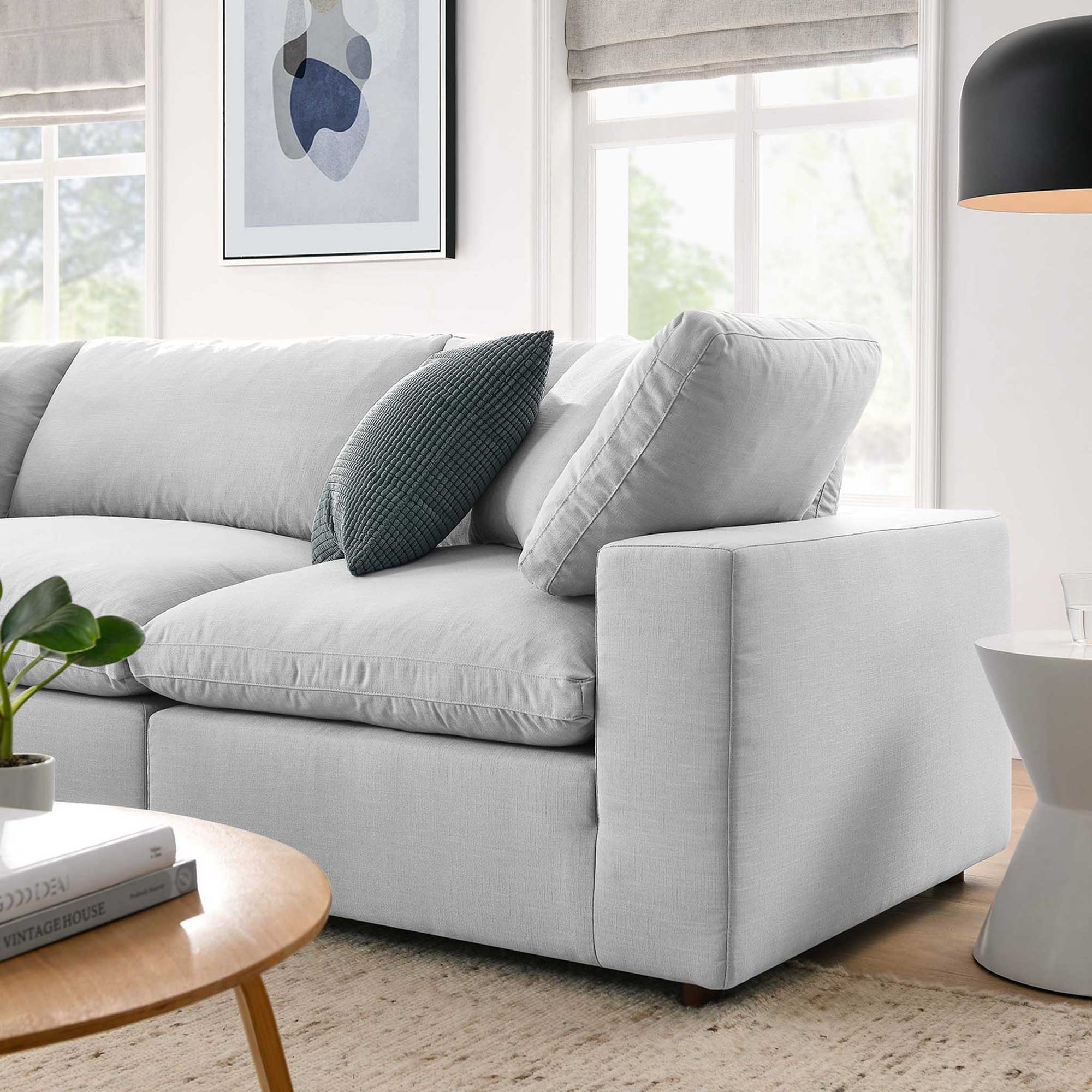 Carmen 4 Piece Modular Sofa with Ottoman Light Gray