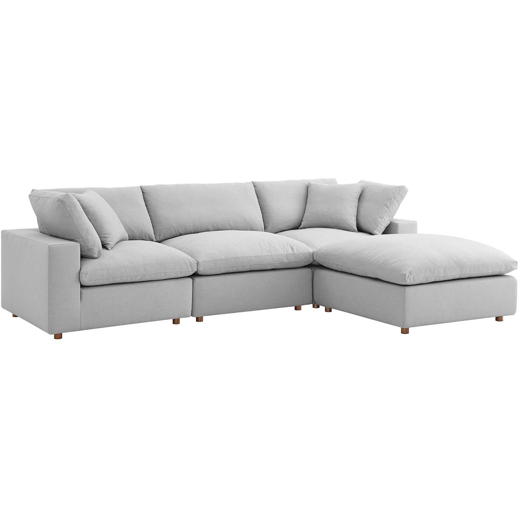 Carmen 4 Piece Modular Sofa with Ottoman Light Gray