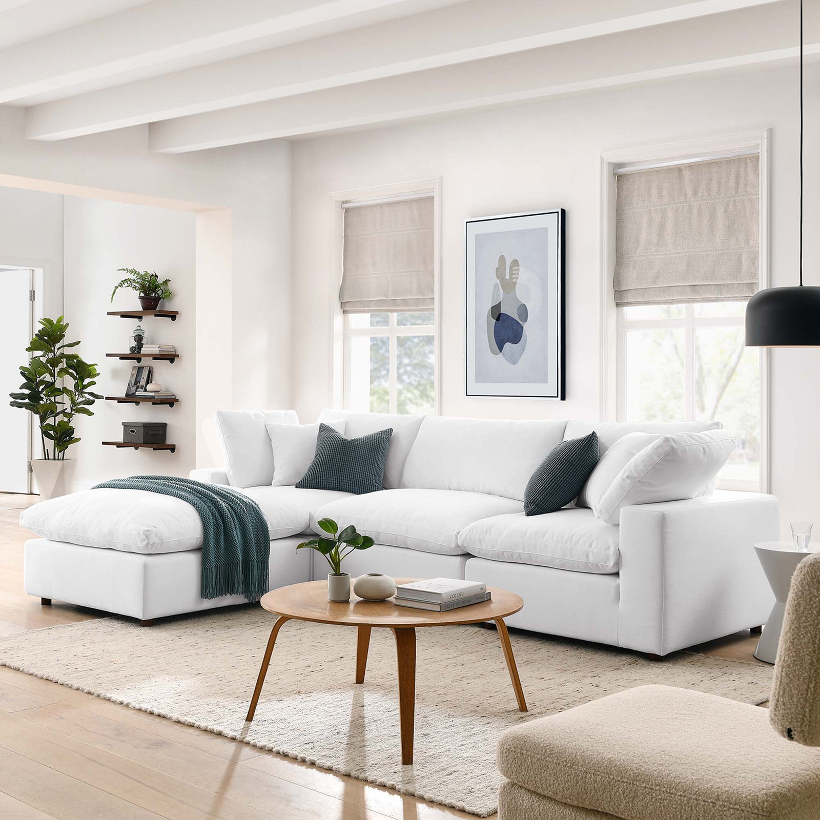 Comino 4 Piece Modular Sofa with Ottoman Pure White
