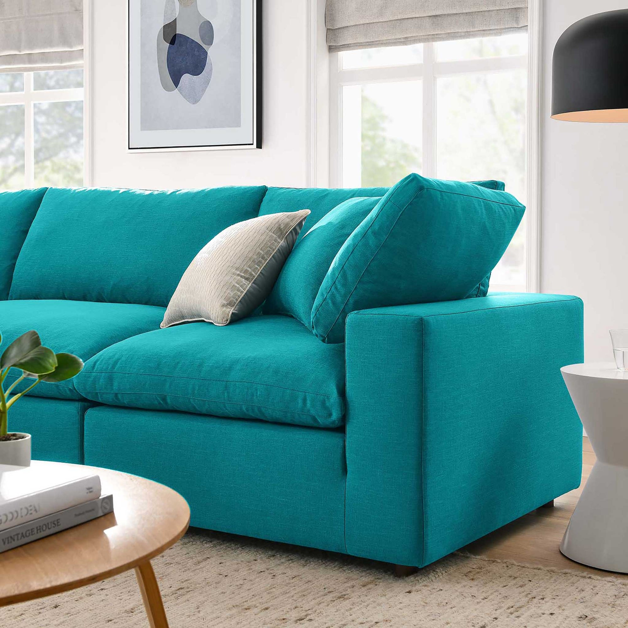 Carmen 4 Piece Modular Sofa with Ottoman Teal