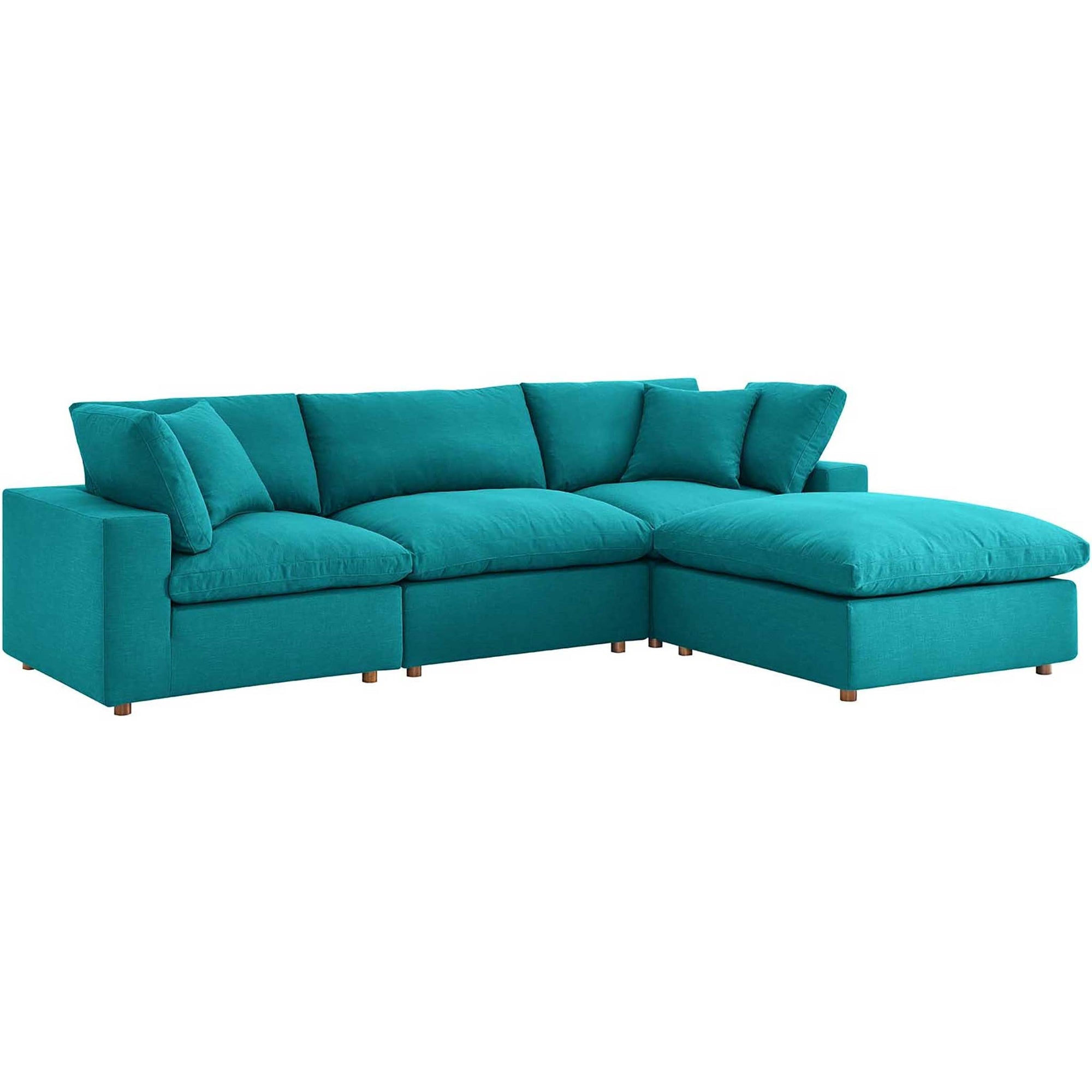 Carmen 4 Piece Modular Sofa with Ottoman Teal