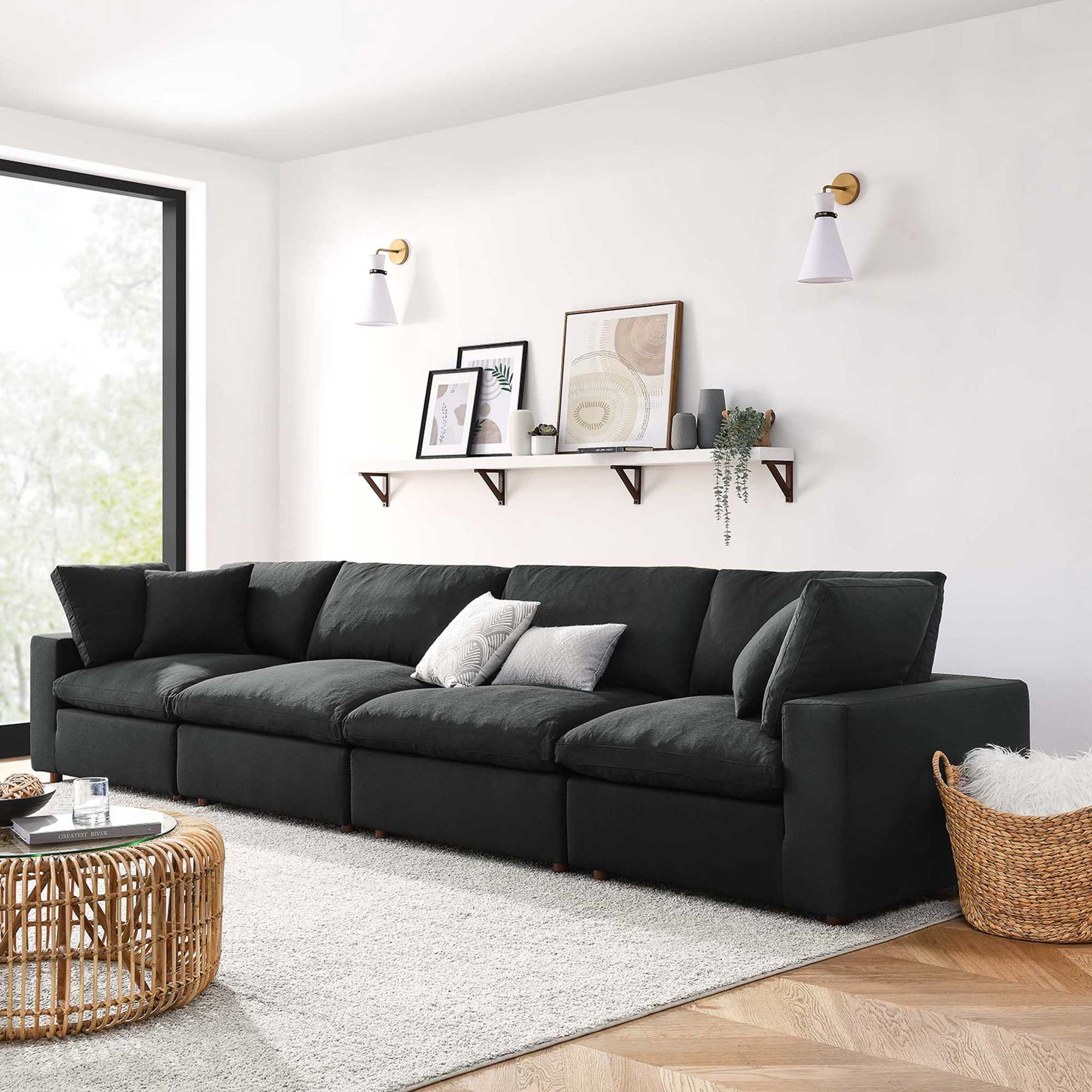 Carmen 4 Piece Modular Sectional Sofa Black