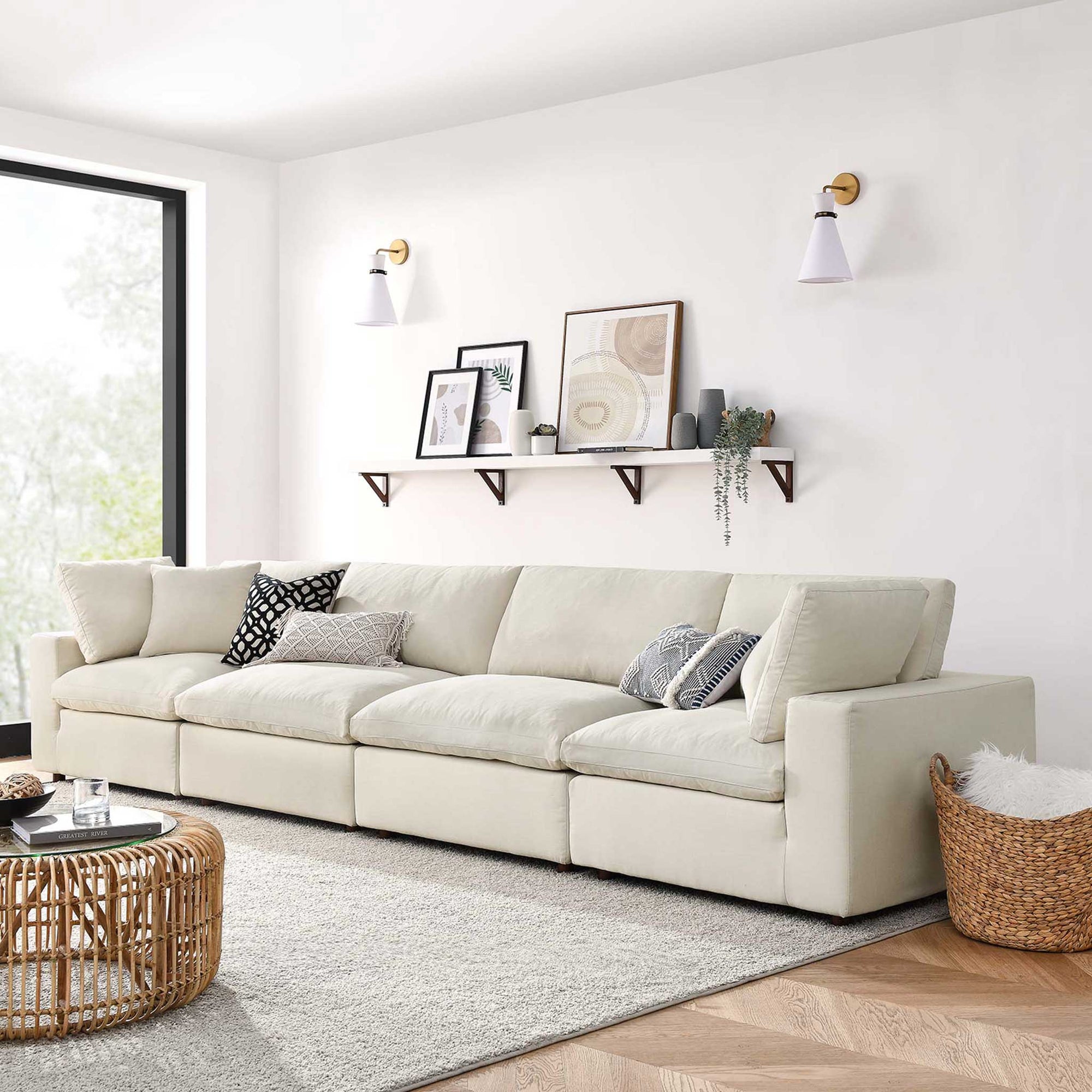 Carmen 4 Piece Modular Sectional Sofa Light Beige