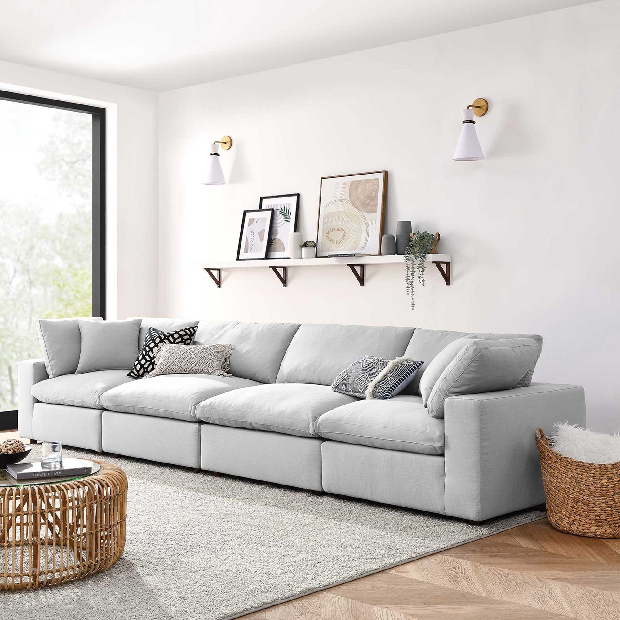 Carmen 4 Piece Modular Sectional Sofa Light Gray