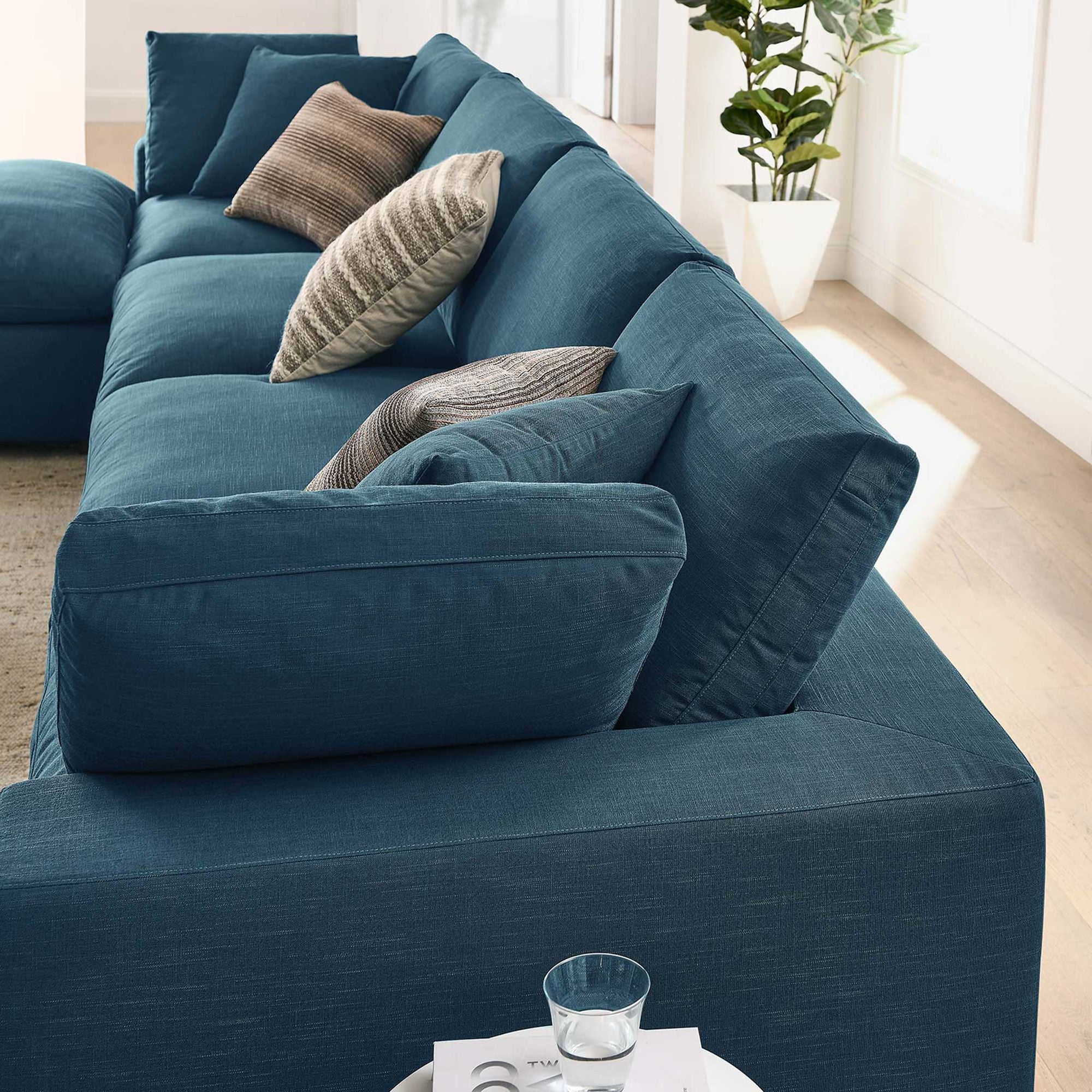 Carmen 5 Piece Modular Sofa with Ottoman Azure