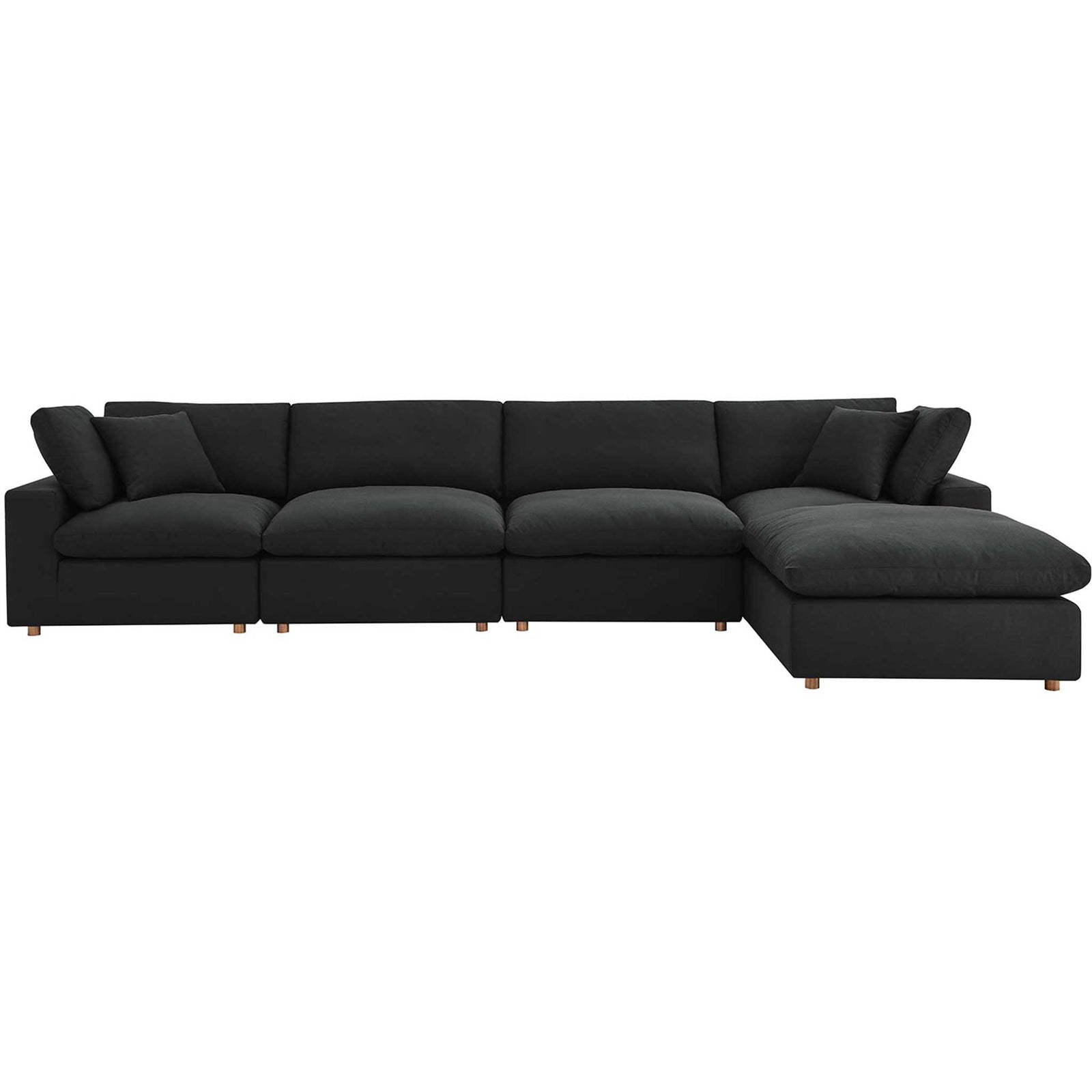 Carmen 5 Piece Modular Sofa with Ottoman Black