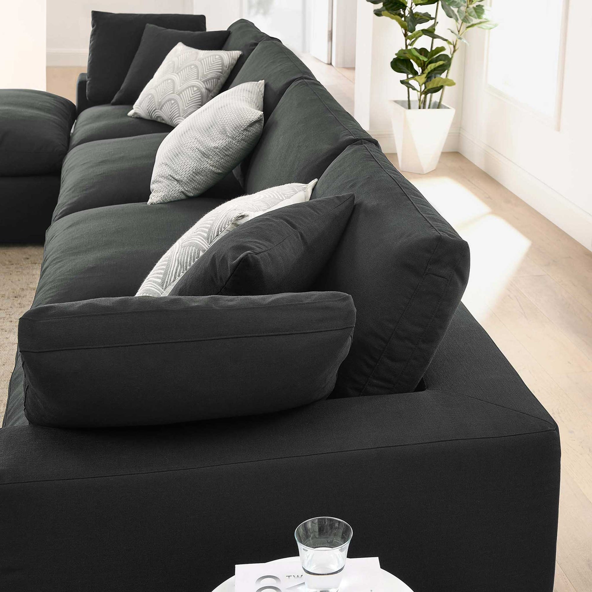 Carmen 5 Piece Modular Sofa with Ottoman Black