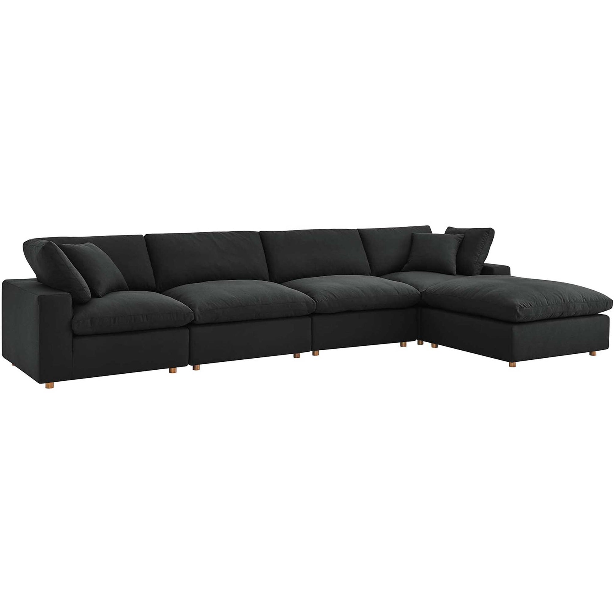 Carmen 5 Piece Modular Sofa with Ottoman Black