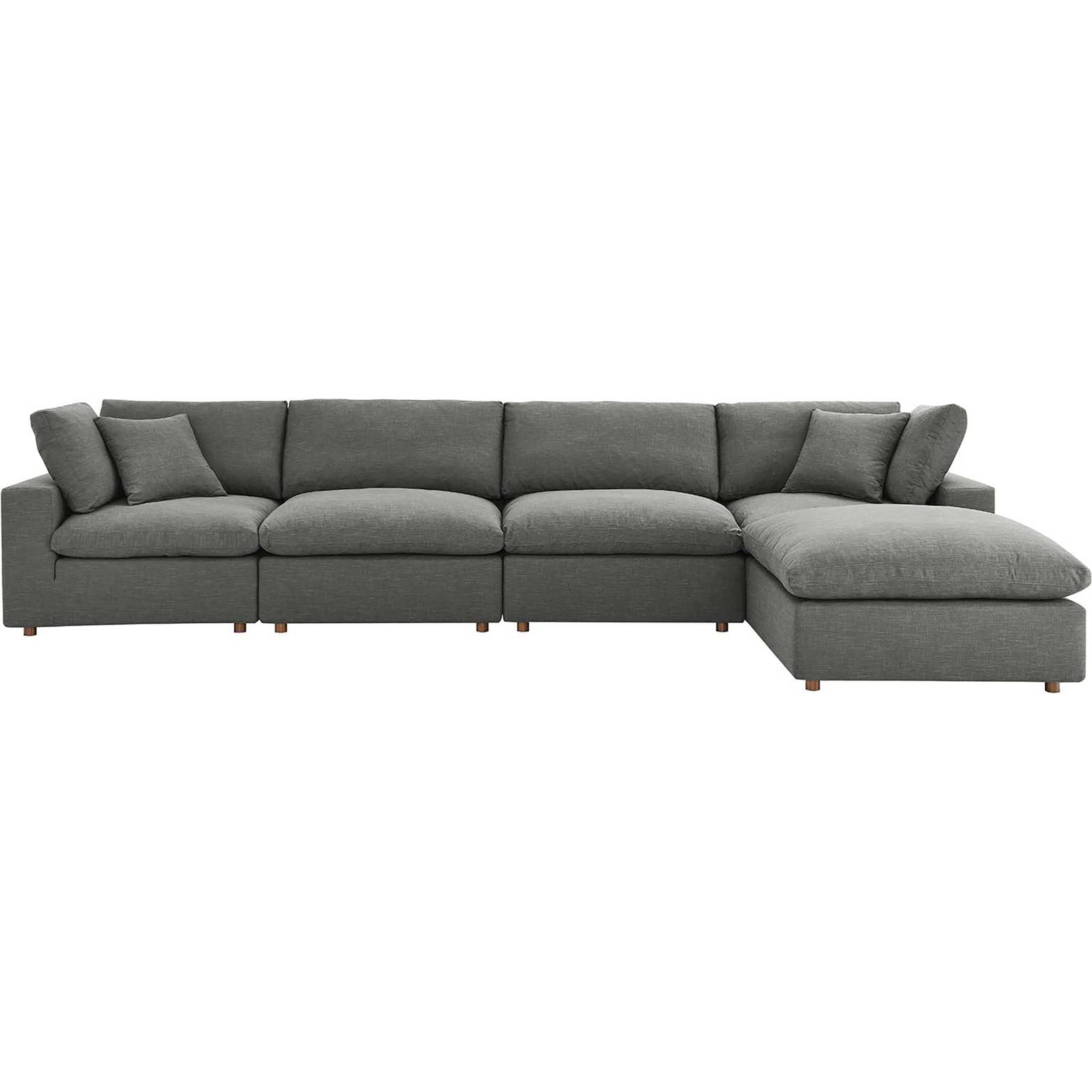 Carmen 5 Piece Modular Sofa with Ottoman Gray