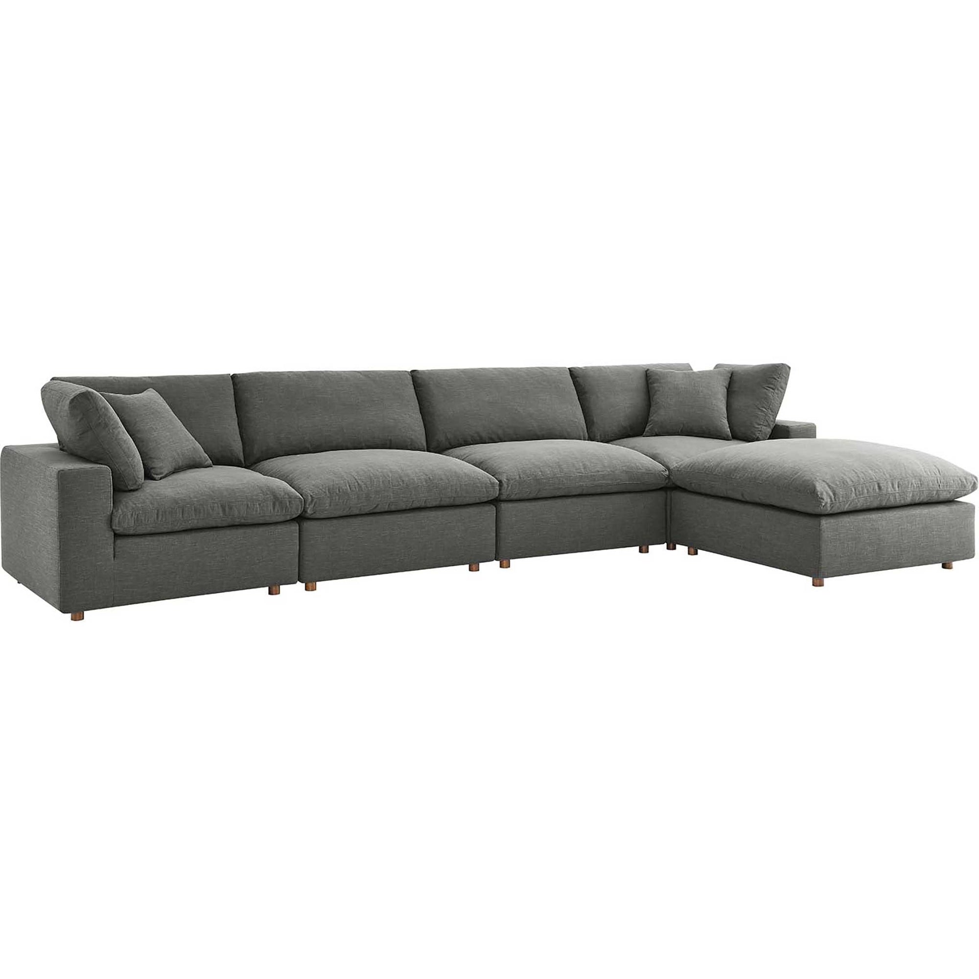 Carmen 5 Piece Modular Sofa with Ottoman Gray