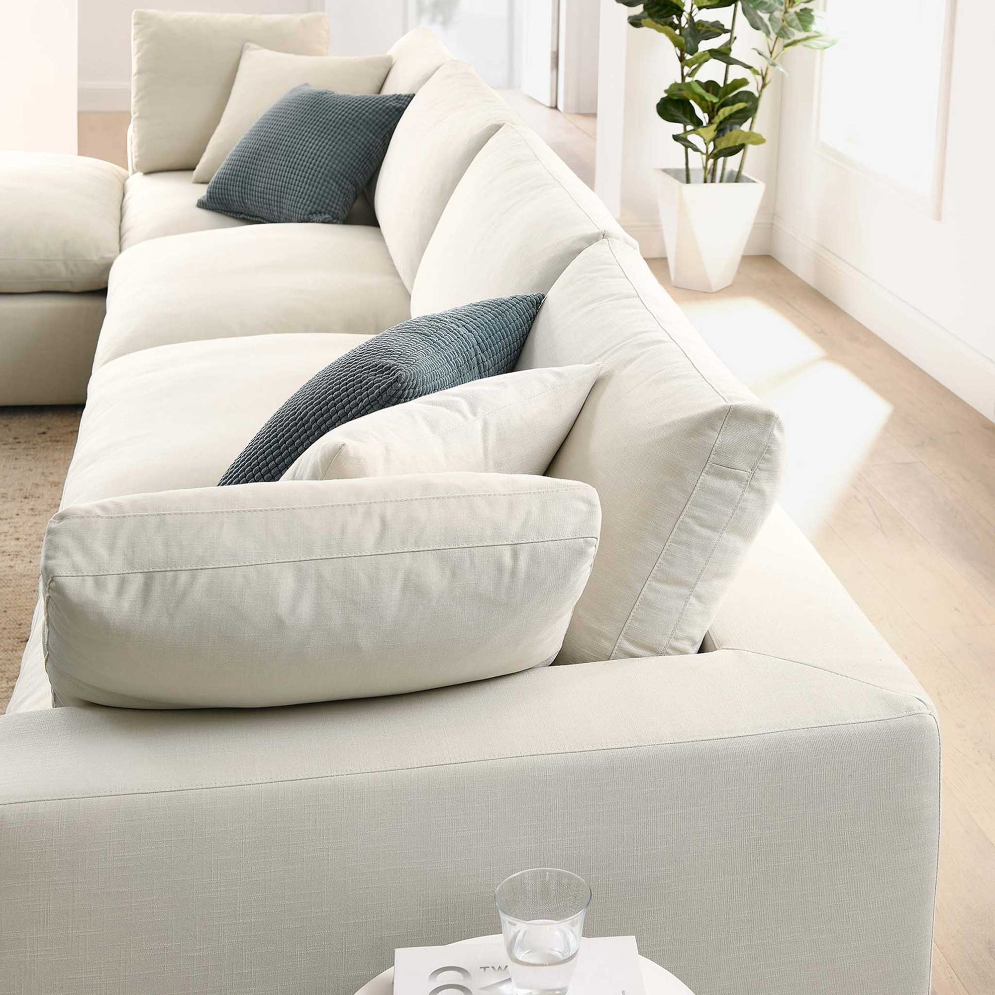 Carmen 5 Piece Modular Sofa with Ottoman Light Beige