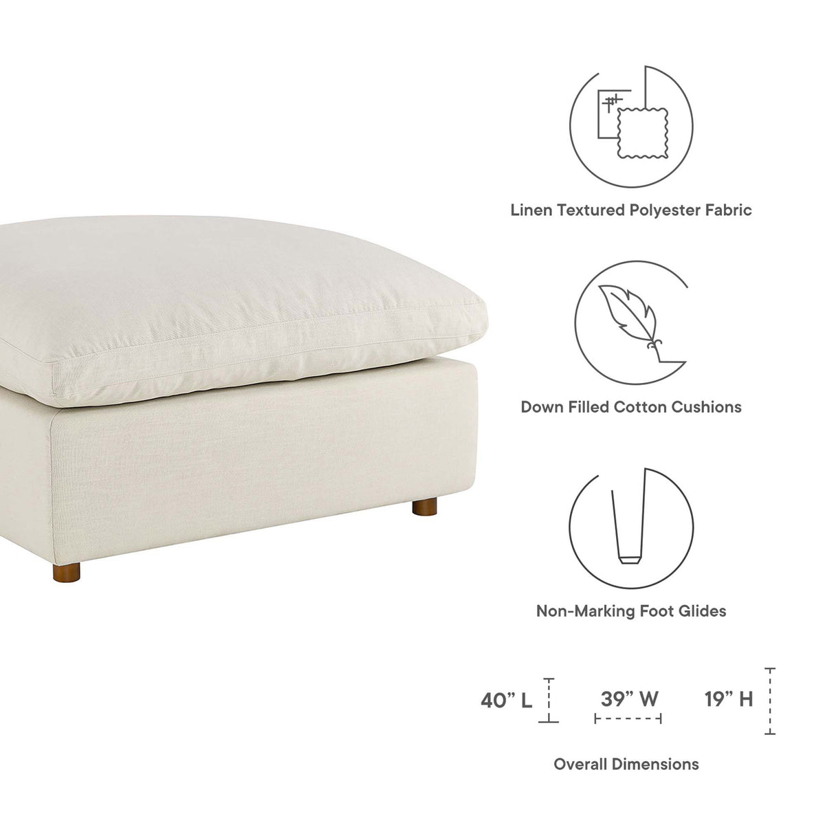 Comino 5 Piece Modular Sofa with Ottoman Light Beige