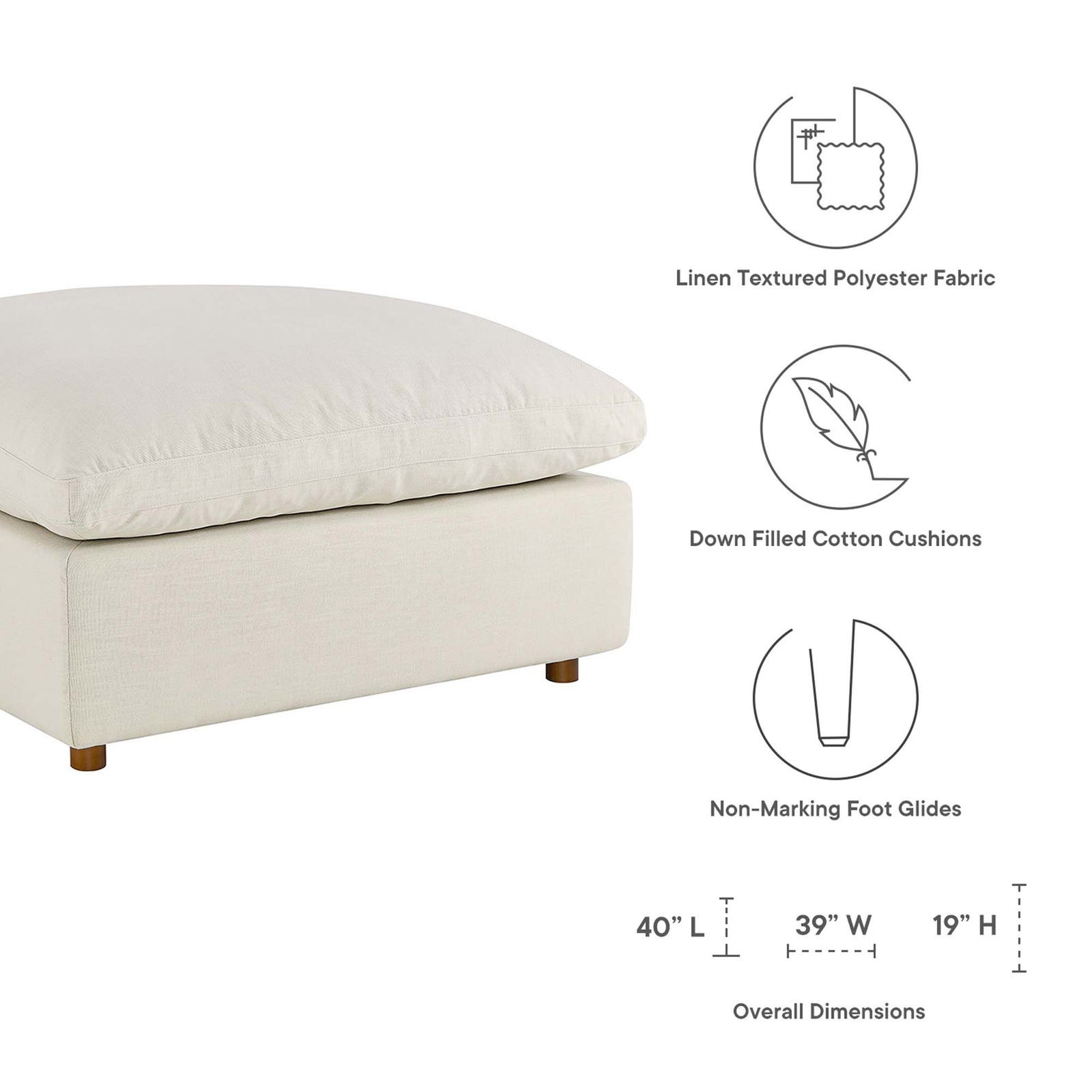 Comino 5 Piece Modular Sofa with Ottoman Light Beige