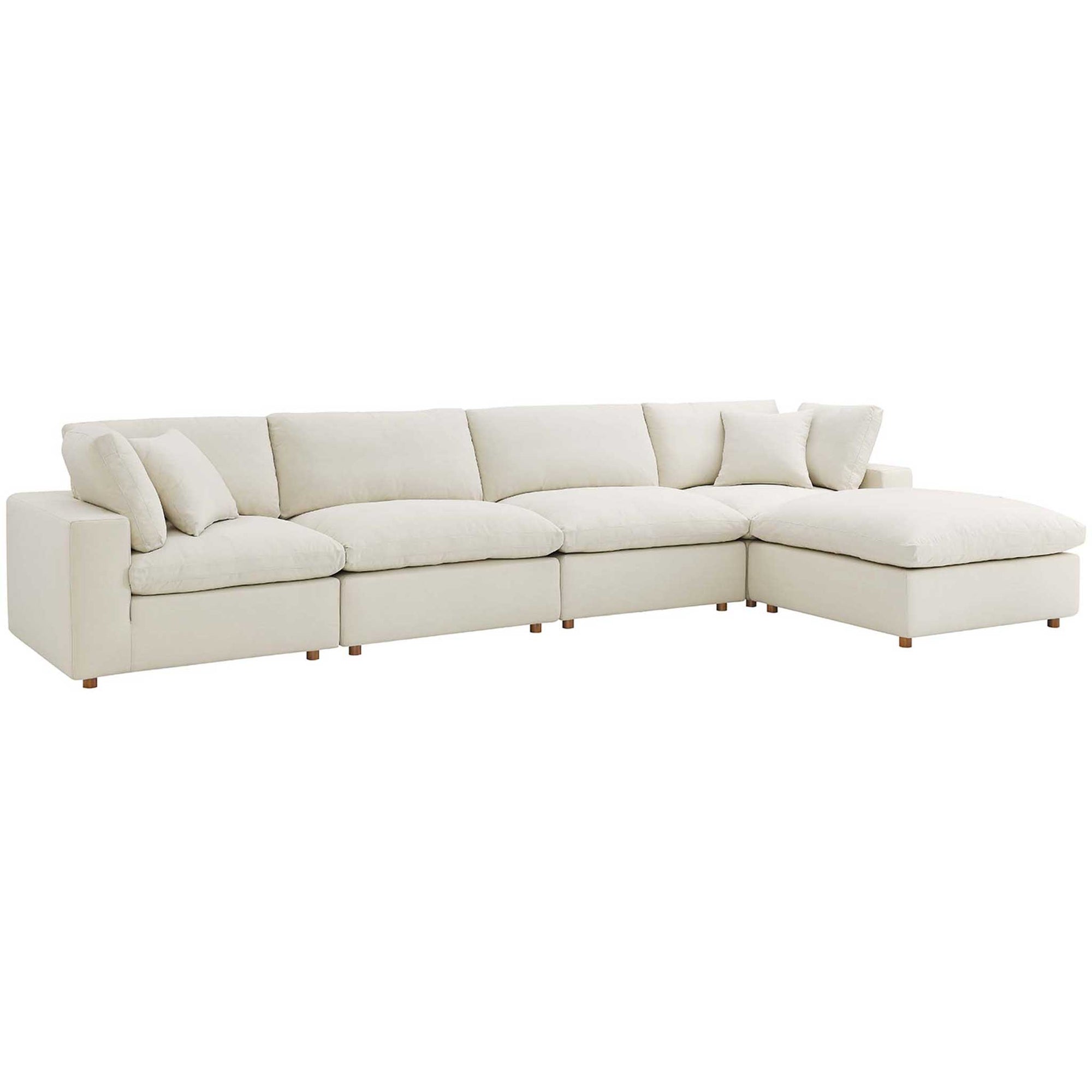 Carmen 5 Piece Modular Sofa with Ottoman Light Beige