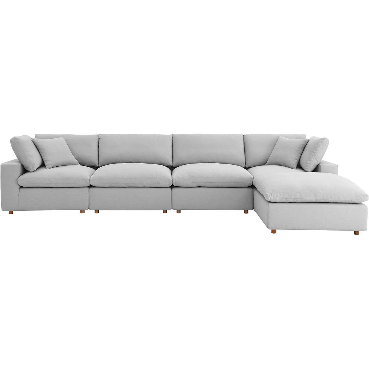 Carmen 5 Piece Modular Sofa with Ottoman Light Gray