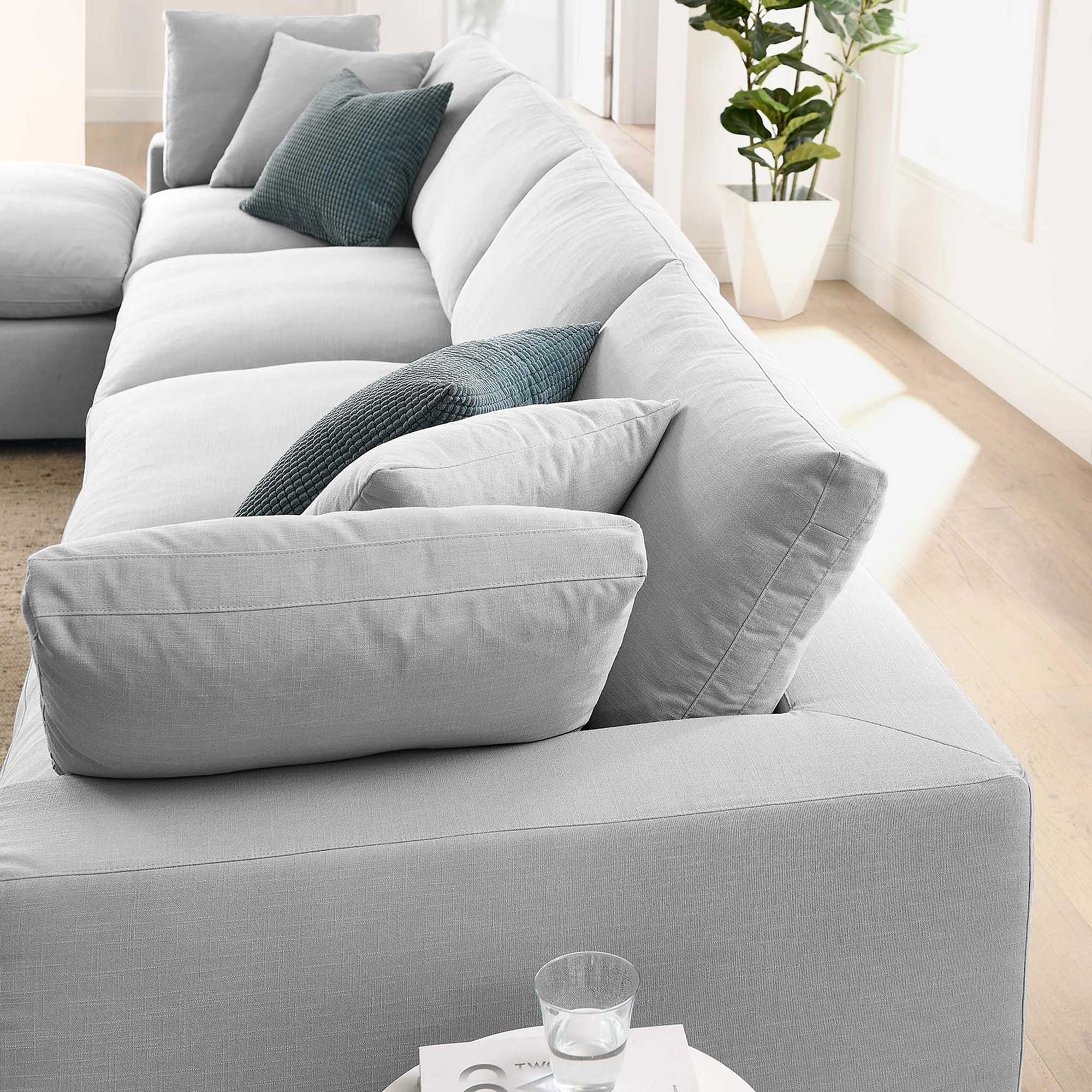 Carmen 5 Piece Modular Sofa with Ottoman Light Gray