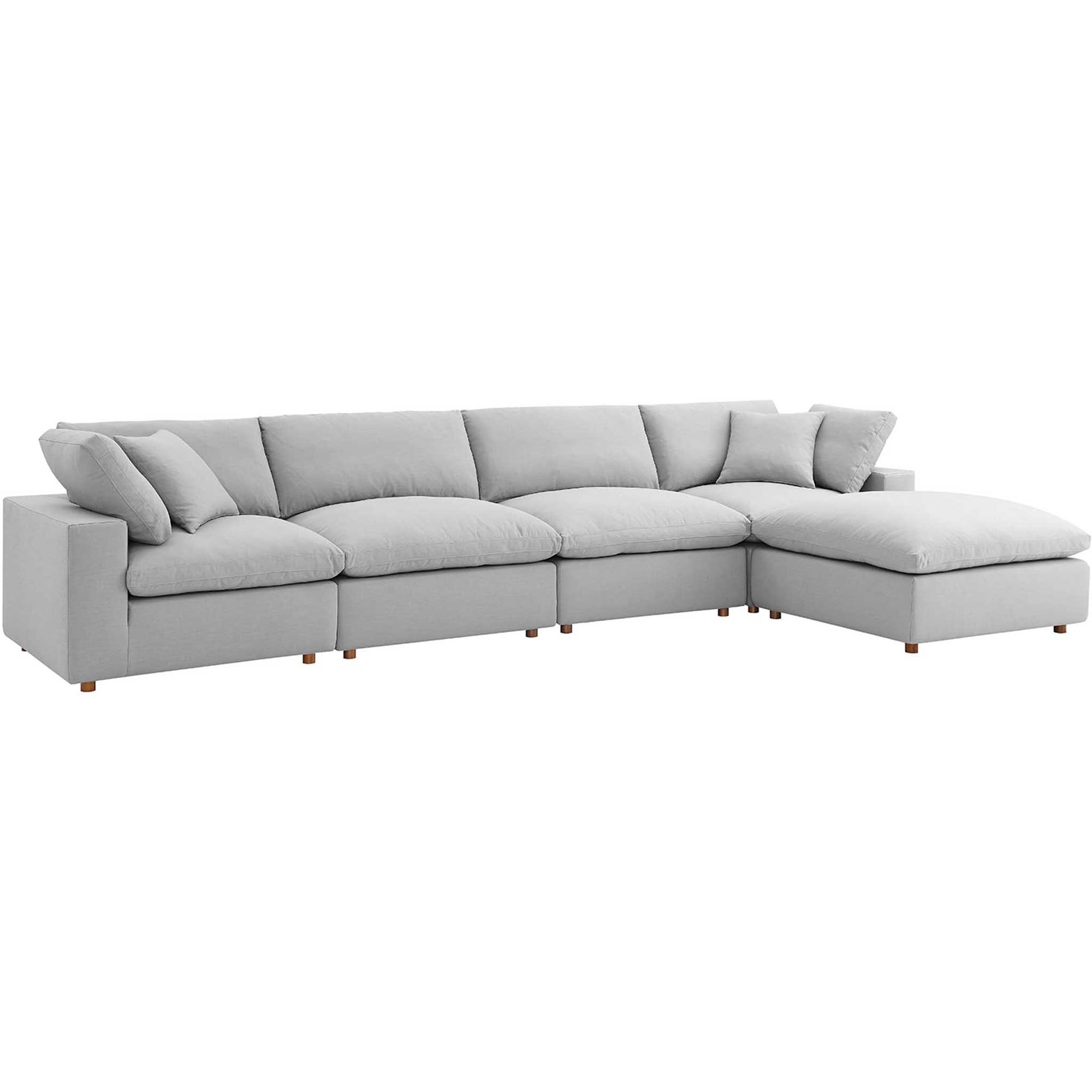 Carmen 5 Piece Modular Sofa with Ottoman Light Gray