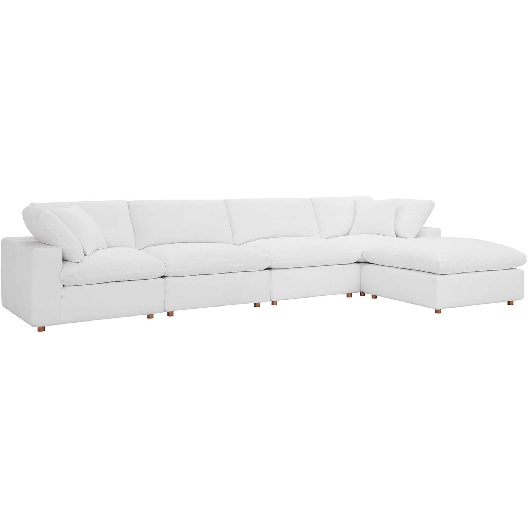 Carmen 5 Piece Modular Sofa with Ottoman Pure White