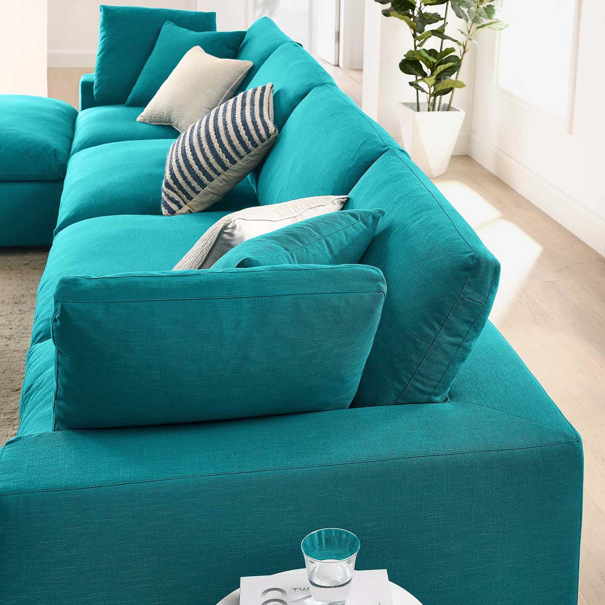 Carmen 5 Piece Modular Sofa with Ottoman Teal