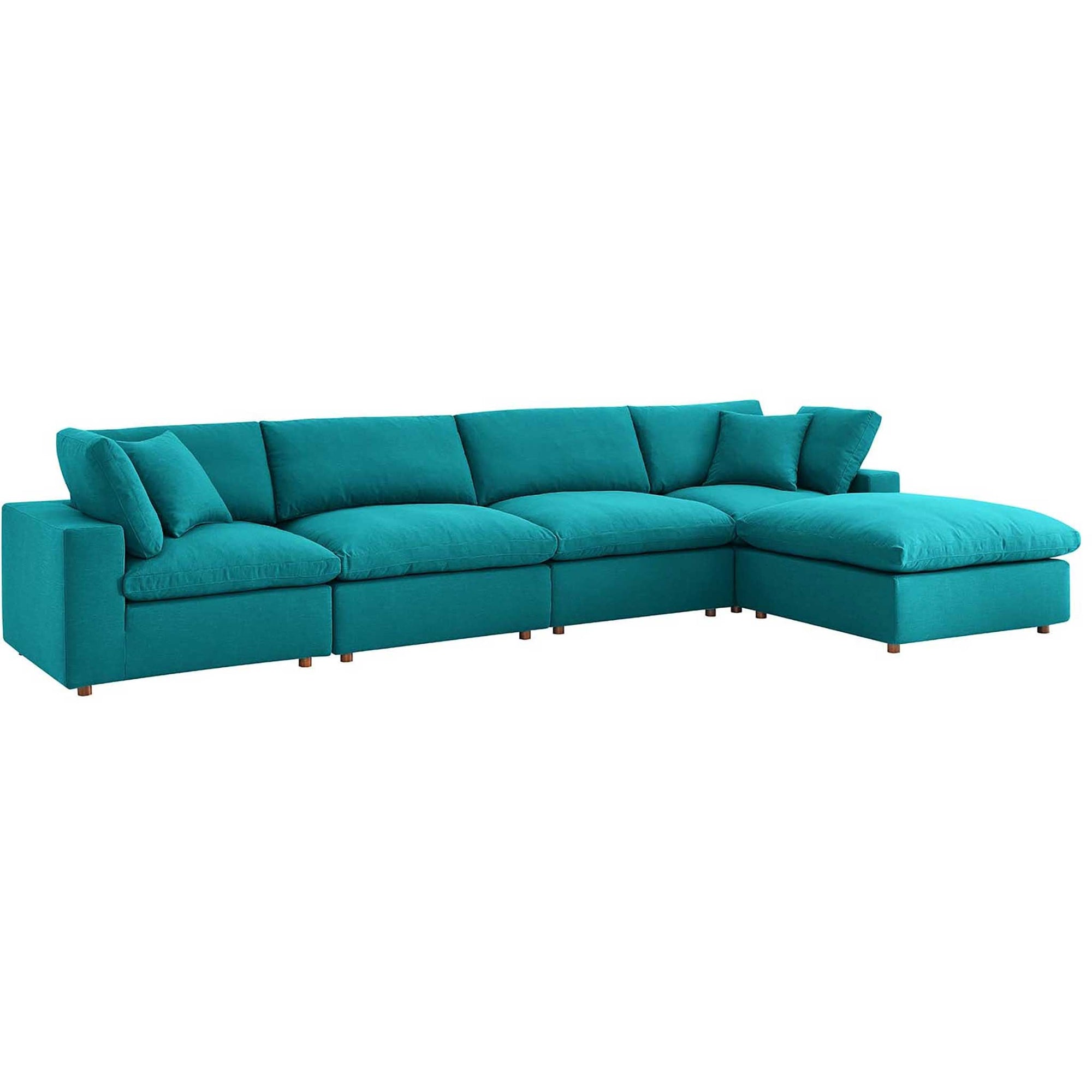 Carmen 5 Piece Modular Sofa with Ottoman Teal