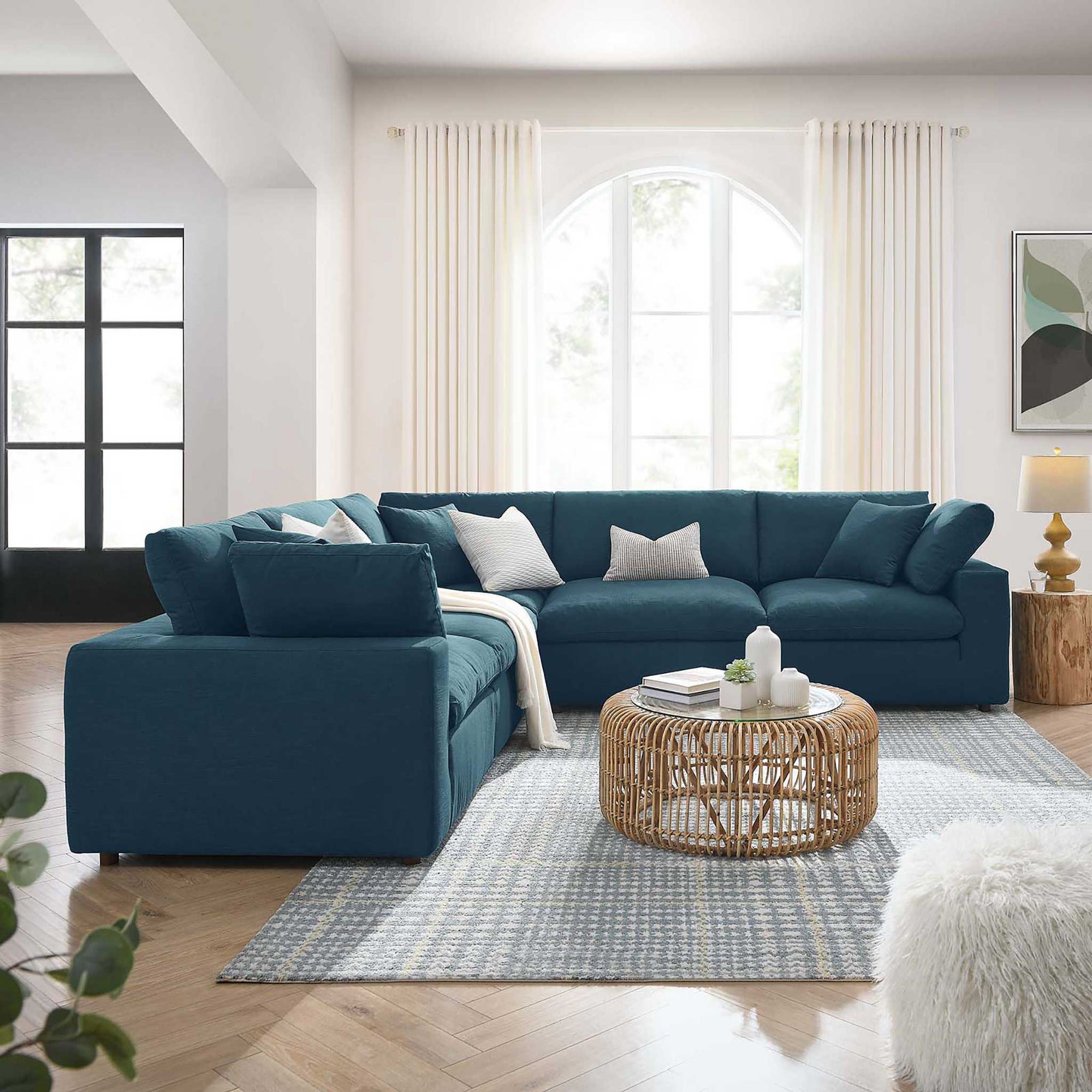 Carmen 5 Piece Modular Sectional Sofa Azure