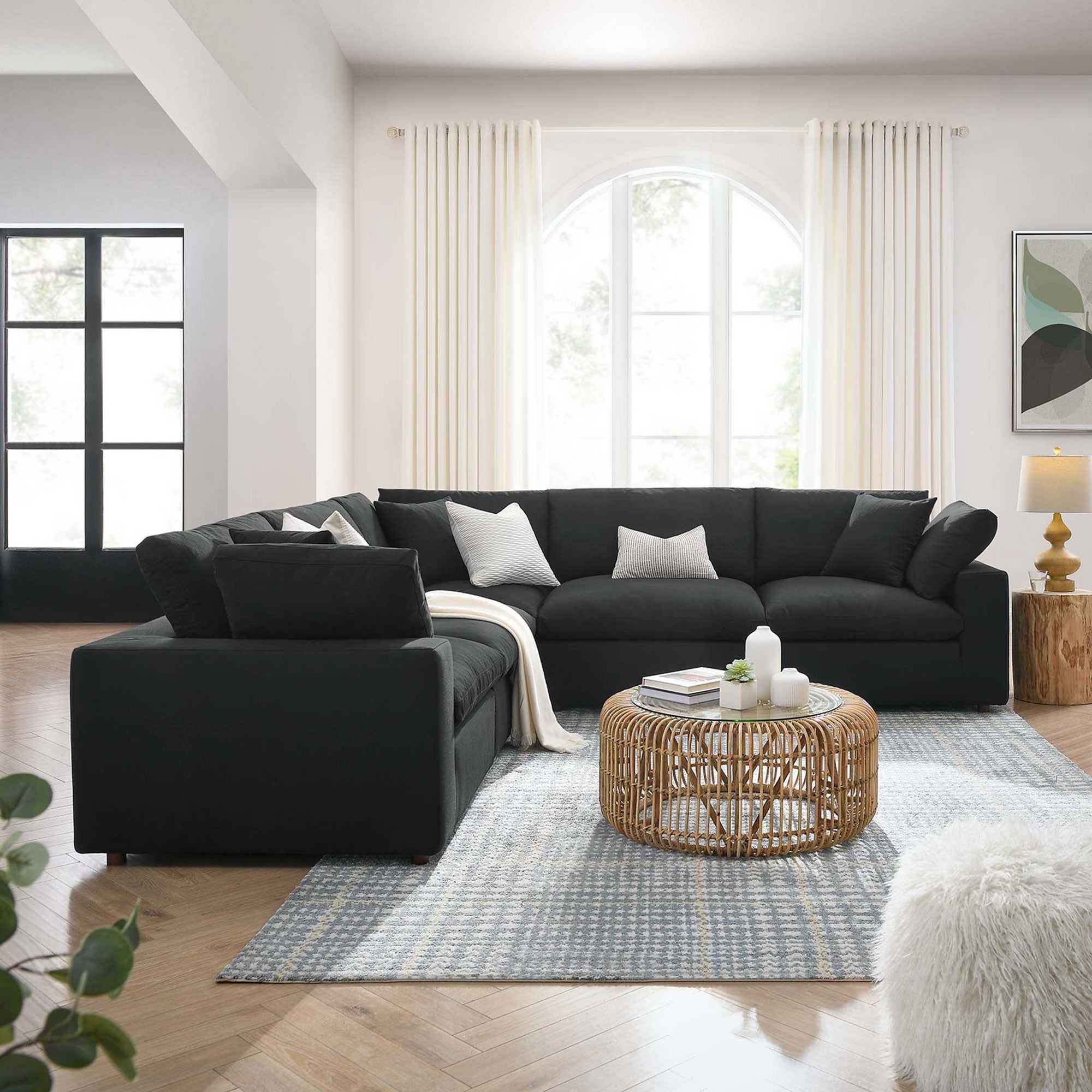 Carmen 5 Piece Modular Sectional Sofa Black