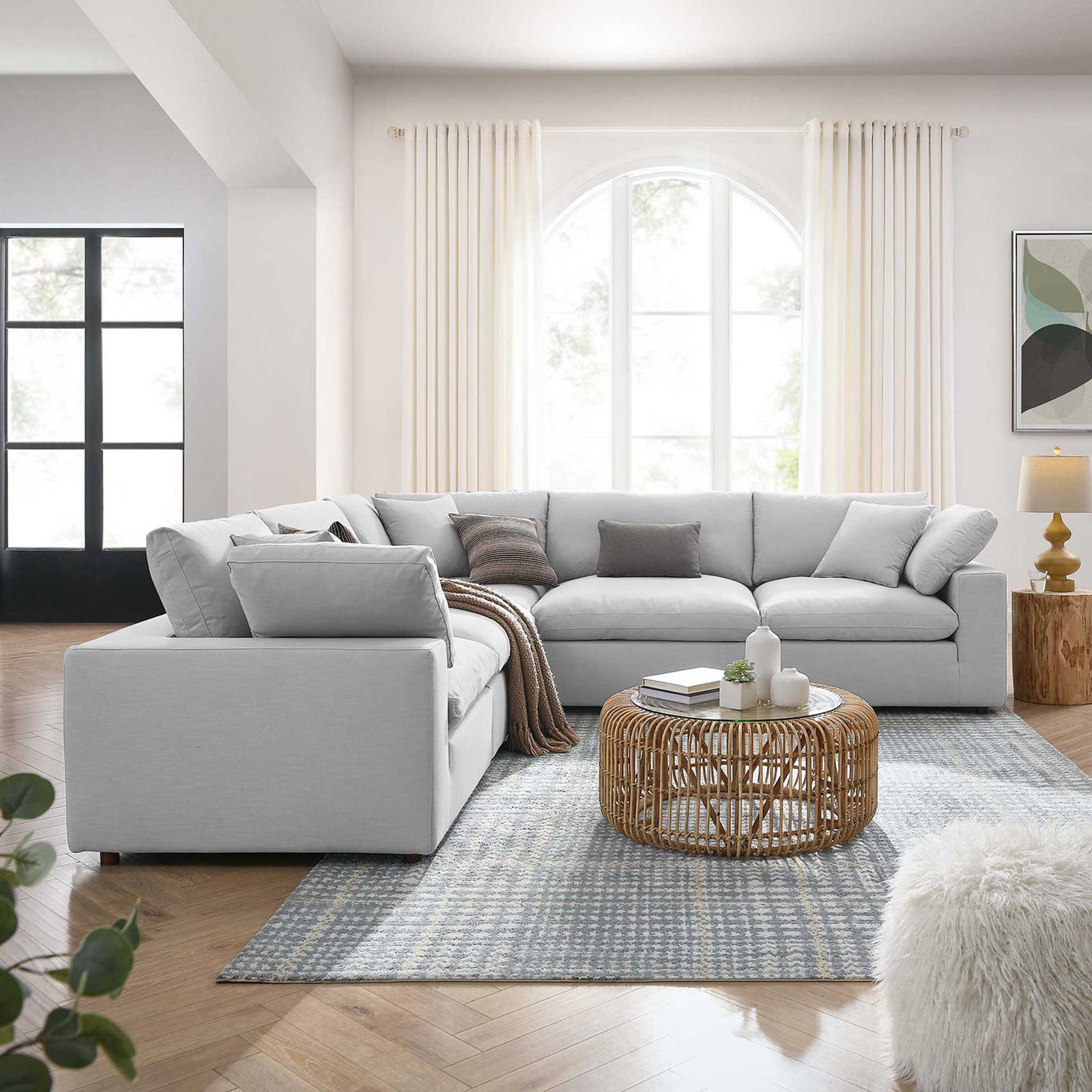Carmen 5 Piece Modular Sectional Sofa Light Gray